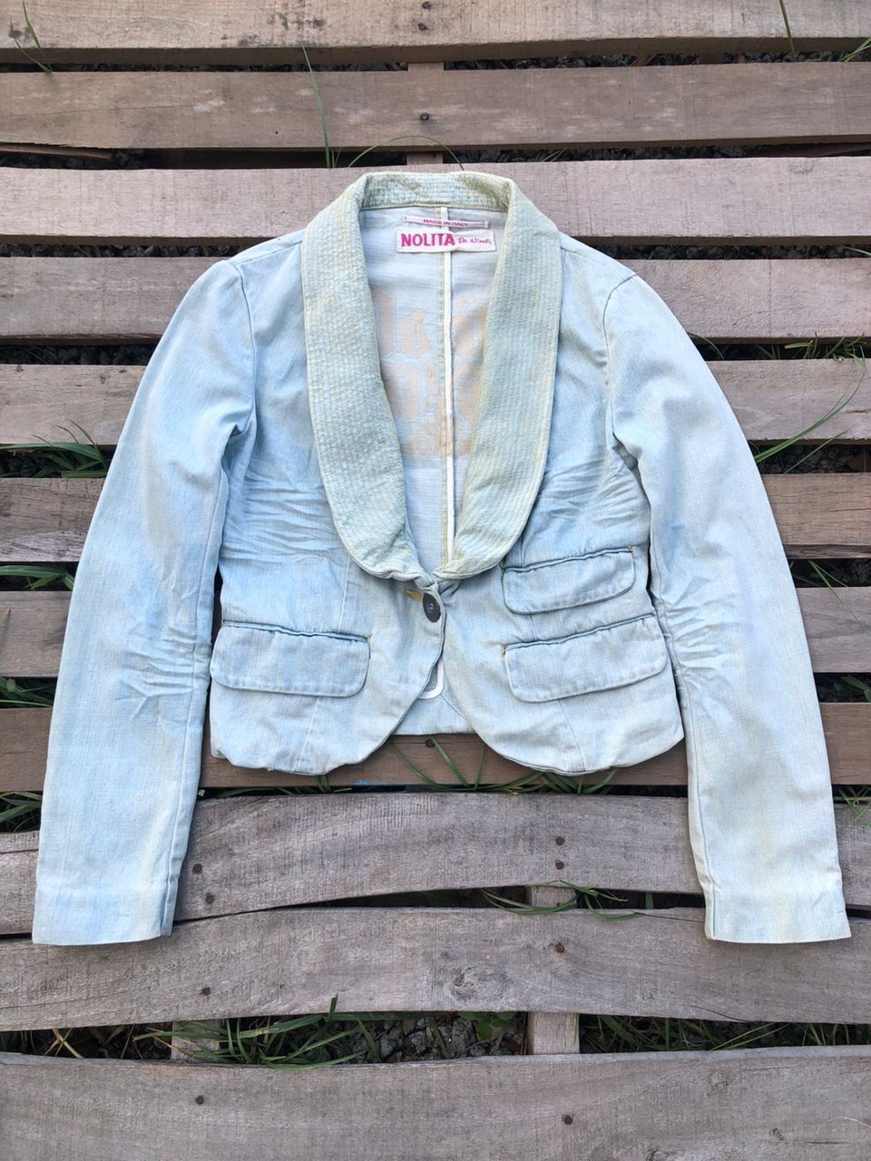 Designer NOLITA Cropped Denim Jacket Size XS / US 0-2 / IT 36-38 - 1 Thumbnail