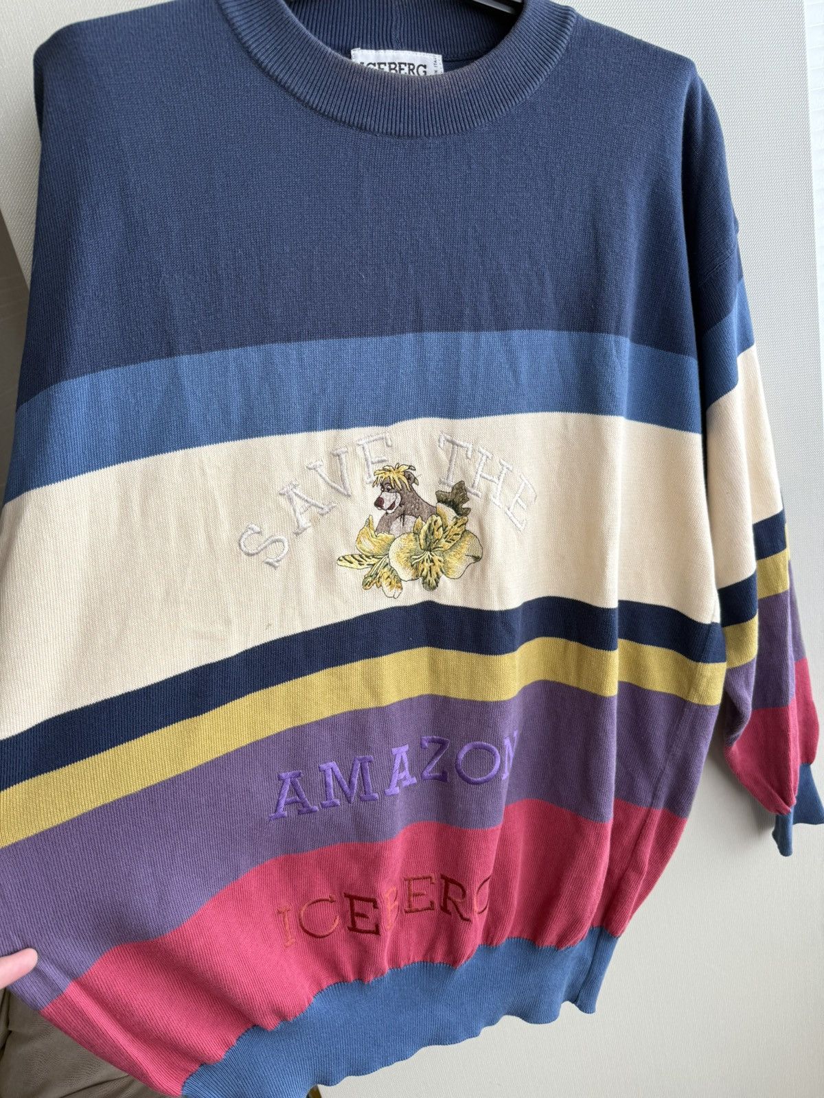 Iceberg Vintage ICEBERG Save The Amazon Baloo Bear Disney Sweater Size US XL / EU 56 / 4 - 4 Thumbnail
