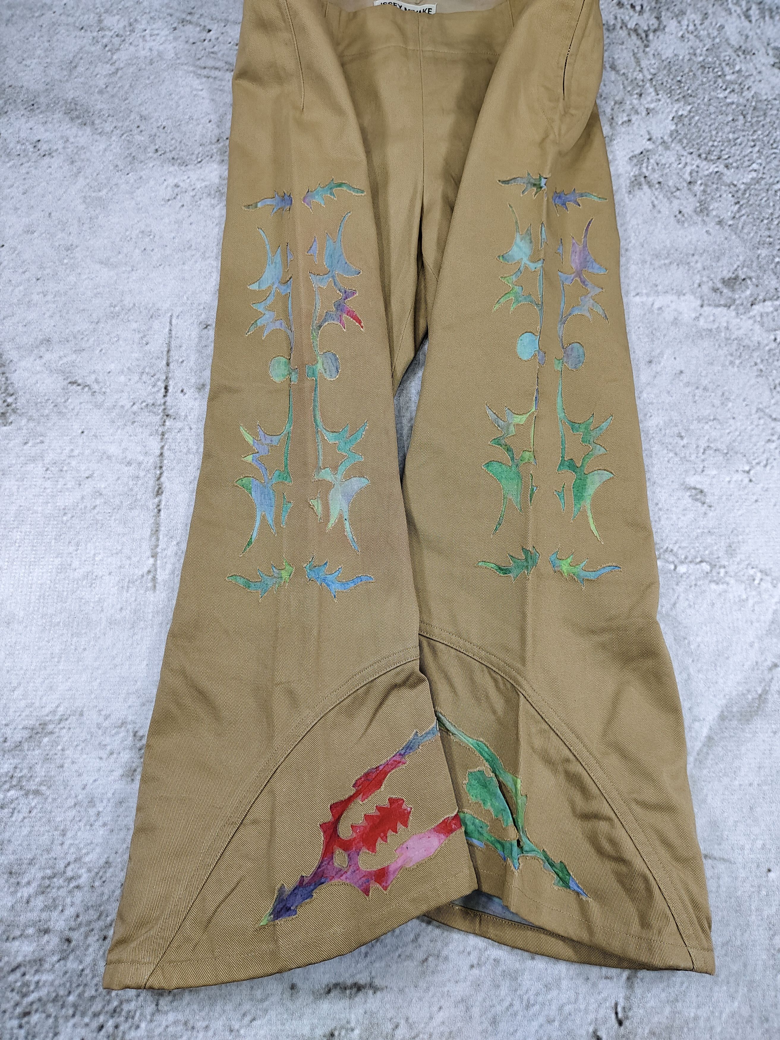 Issey Miyake 00s Issey Miyake- Archive Tribal Applique Bell Bottom Flare Size 29" - 5 Thumbnail
