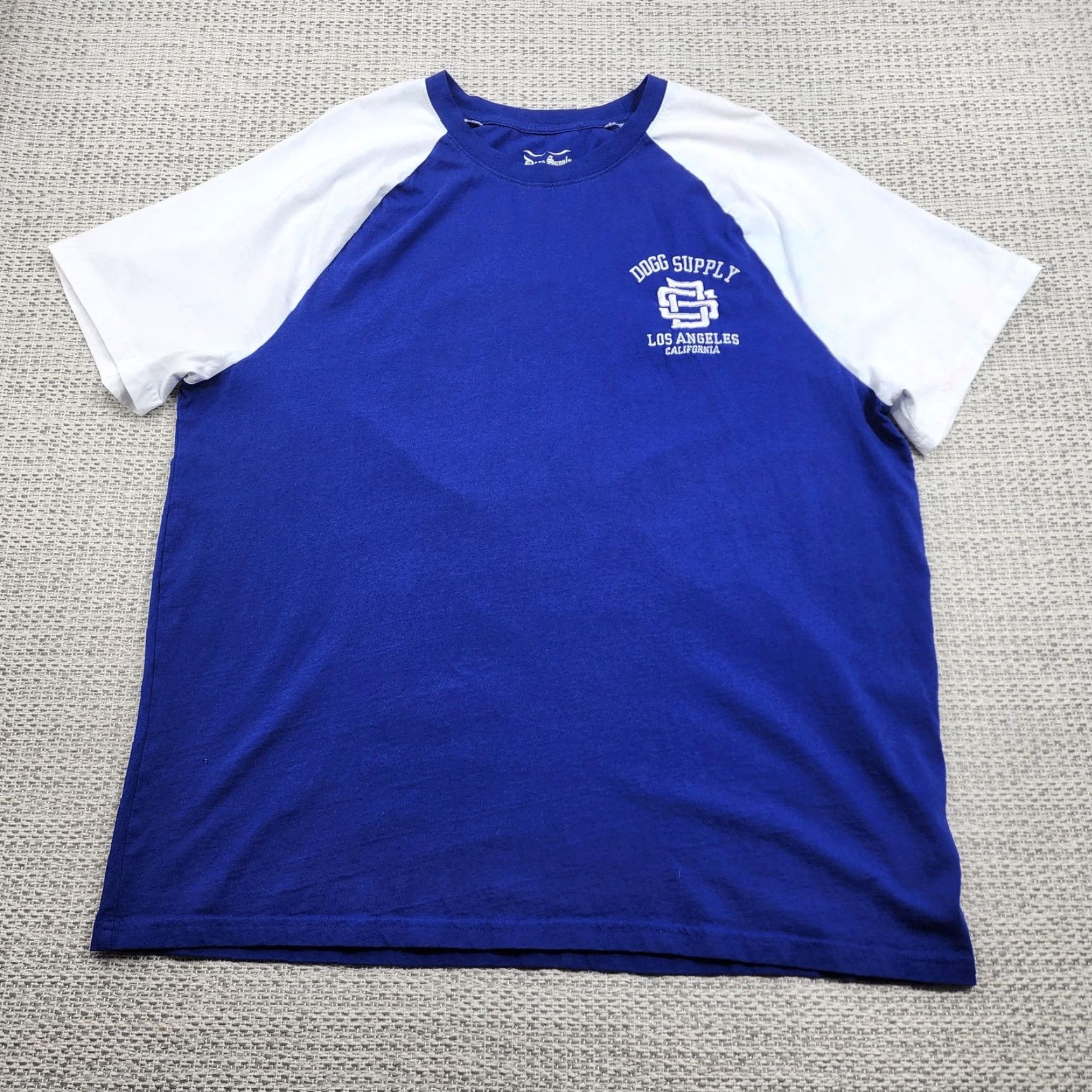 Vintage Dogg Supply Shirt Mens 2XL Blue White Raglan Baseball Snoop Dogg California Los Angeles Crew Neck Short Sleeve Graphic Print Tee Womens/ Mens Size US XXL / EU 58 / 5 - 4 Thumbnail
