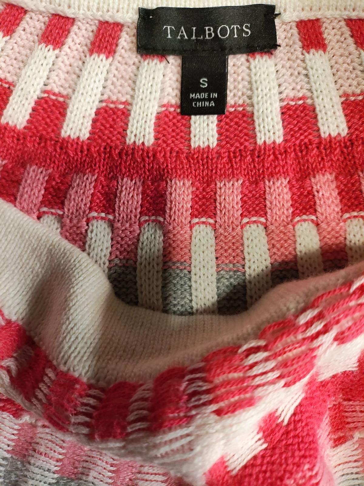 Other Talbots Women's Knit Sweater w/Pink & White Patterned Yoke Size S / US 4 / IT 40 - 8 Thumbnail