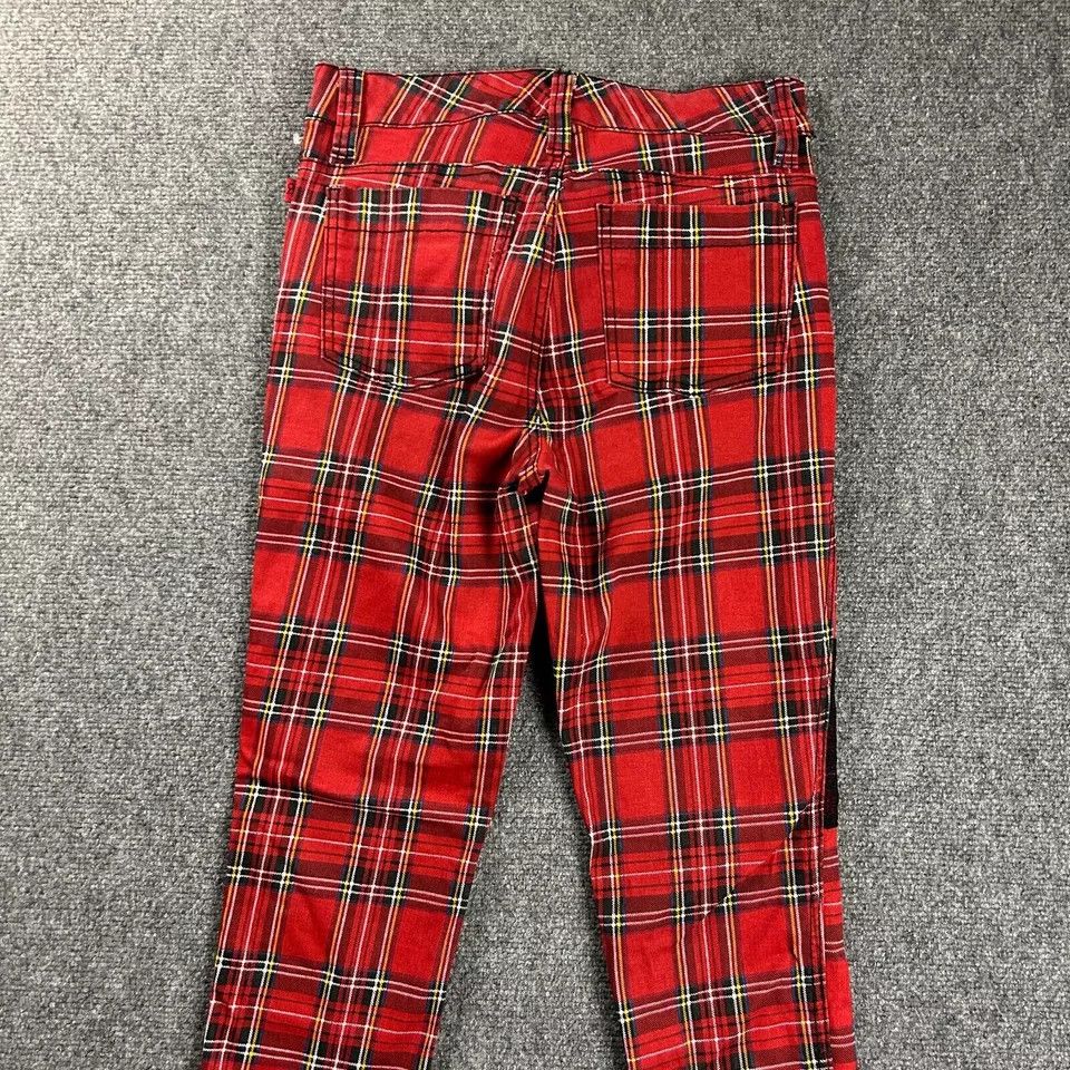 Other Royal Bones Juniors 5 Plaid Red Skinny Casual Cotton Blend Size 26" / US 2 / IT 38 - 7 Thumbnail