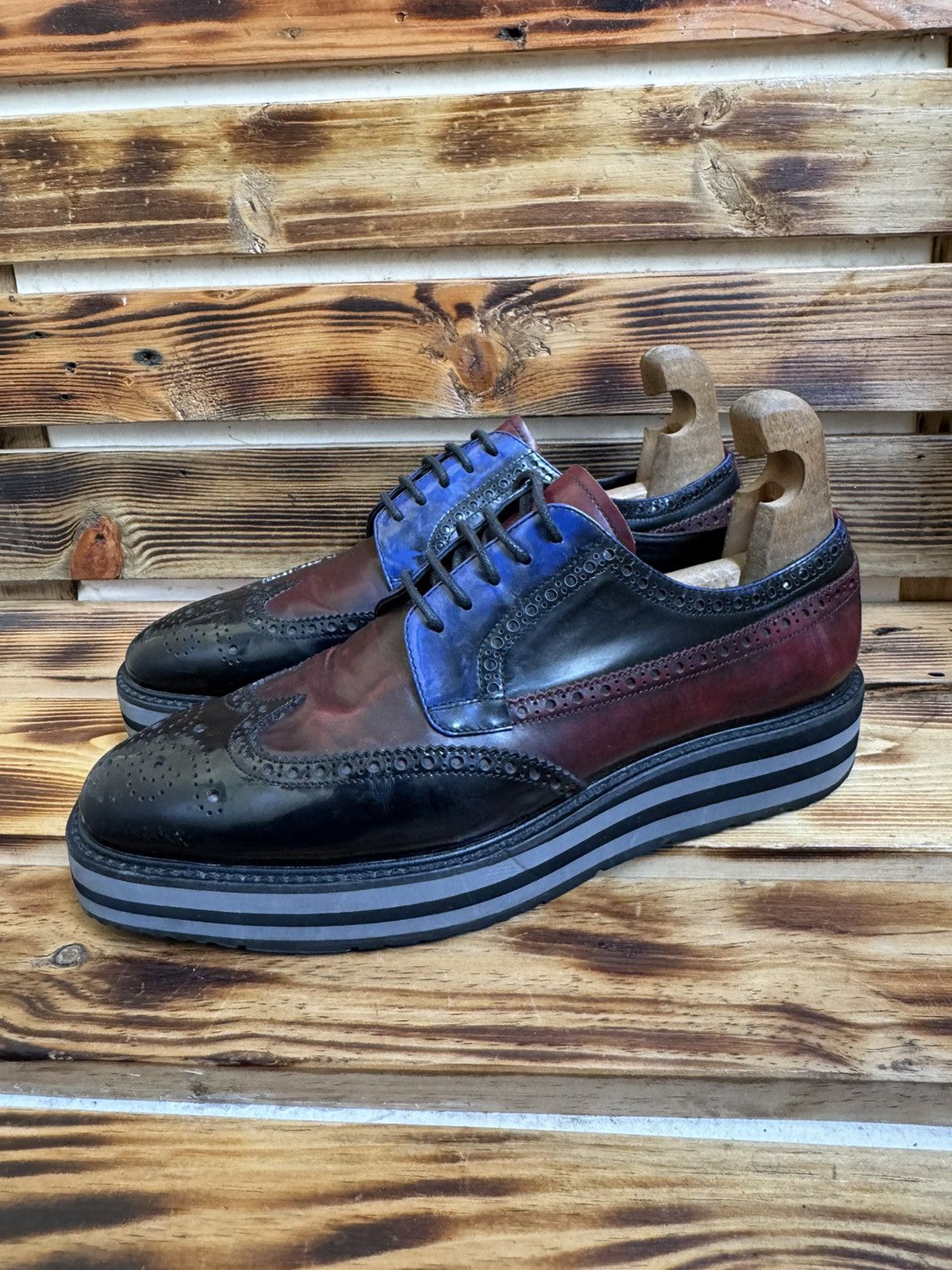 Prada Brogue platform leather derby Size US 8 / EU 41 - 1 Thumbnail