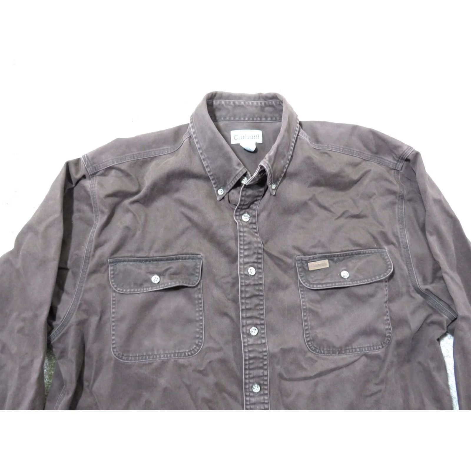 Carhartt Carhartt Mens XLT XL Tall Brown Heavyweight Rugged Canvas Button Shirt Workwear Outdoor Size US XL / EU 56 / 4 - 3 Thumbnail