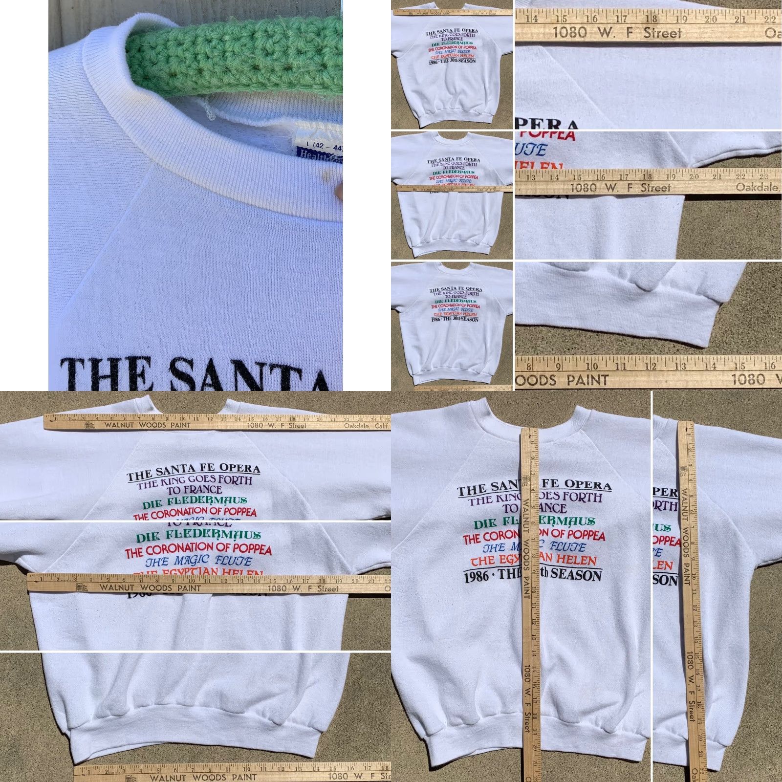 Vintage VINTAGE Healthknit The Santa Fe Opera 1986 The 30th Season raglan sweatshirt 1980s size L White Unisex Adults Sweatshirt 80s Opera Size US L / EU 52-54 / 3 - 8 Thumbnail