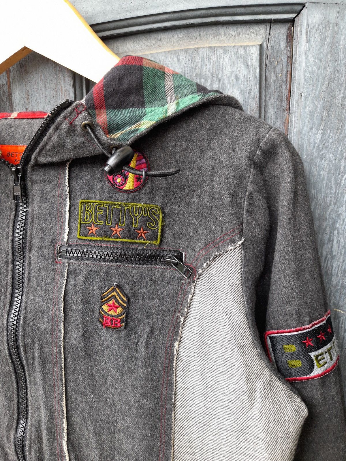 Vintage Vintage Patchwork Utility Hoodie with Lace & Flannel Details Size L / US 10 / IT 46 - 5 Thumbnail