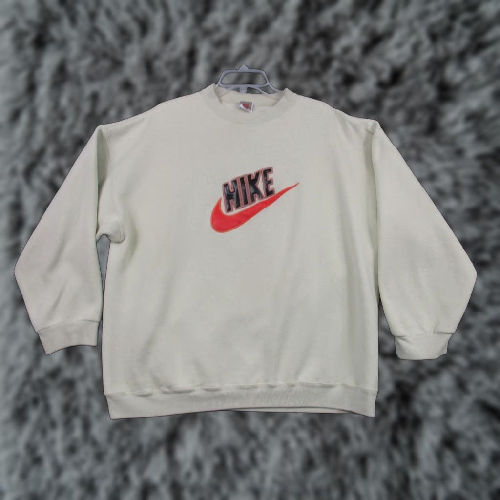Nike VINTAGE Nike Sweatshirt Mens XL White Graphic Print Swoosh Crewneck Fleece USA 90s Size US XL / EU 56 / 4 - 1 Thumbnail