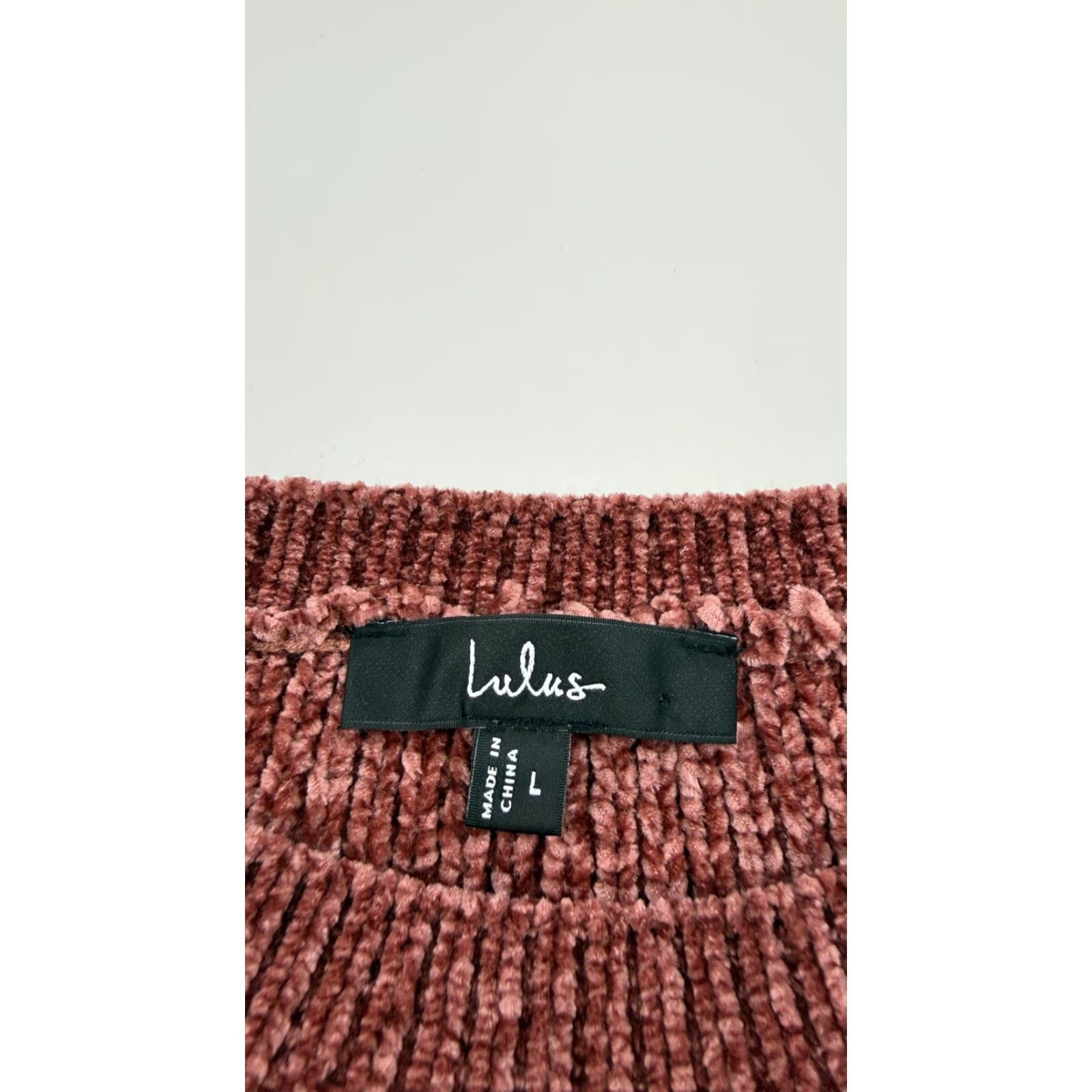 Lulus Lulus Sweater Ladies Large Mauve Chenille Ribbed Crewneck Pullover Side Slit Knit Polyester Crew Neck Long Sleeve Women’s Pullover Size L / US 10 / IT 46 - 3 Thumbnail