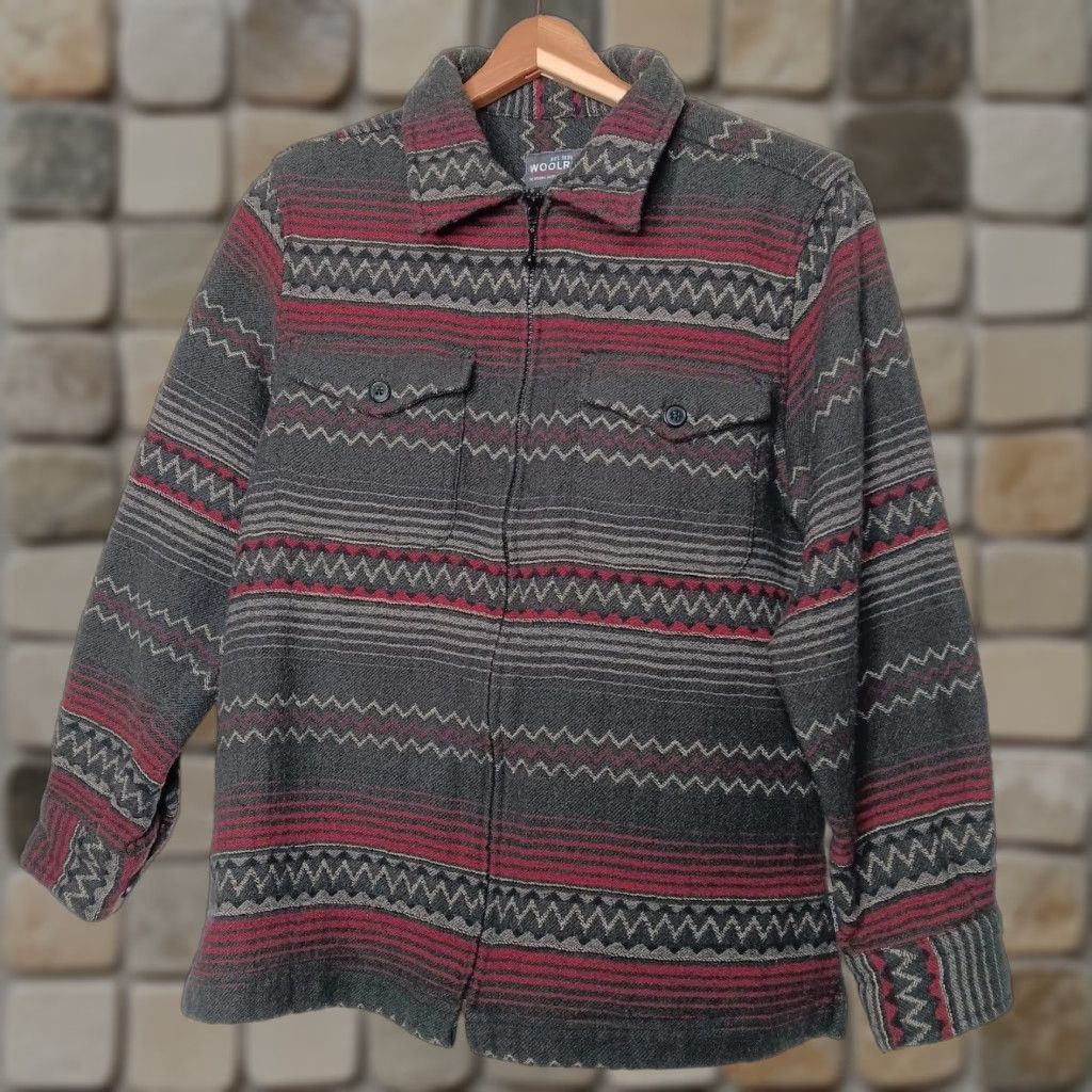 Vintage VINTAGE Woolrich Shirt Jacket Women S Gray Wool Blend Southwest Striped Zip Casual Workwear Size S / US 4 / IT 40 - 1 Thumbnail