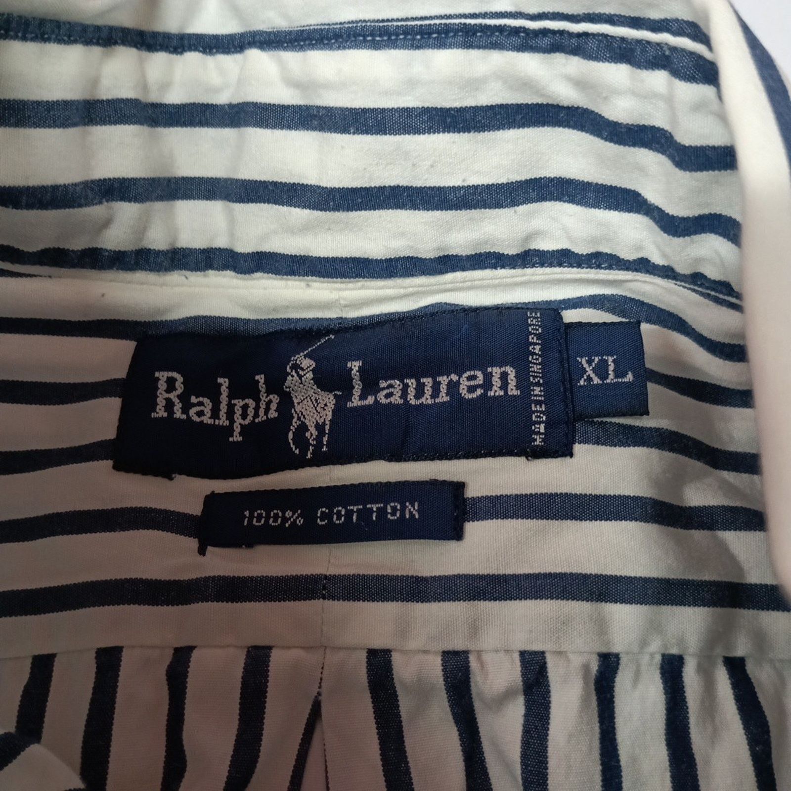 Polo Ralph Lauren Vintage Polo Ralph Lauren Striped Blue/White Shirt Size XL Size US XL / EU 56 / 4 - 4 Thumbnail