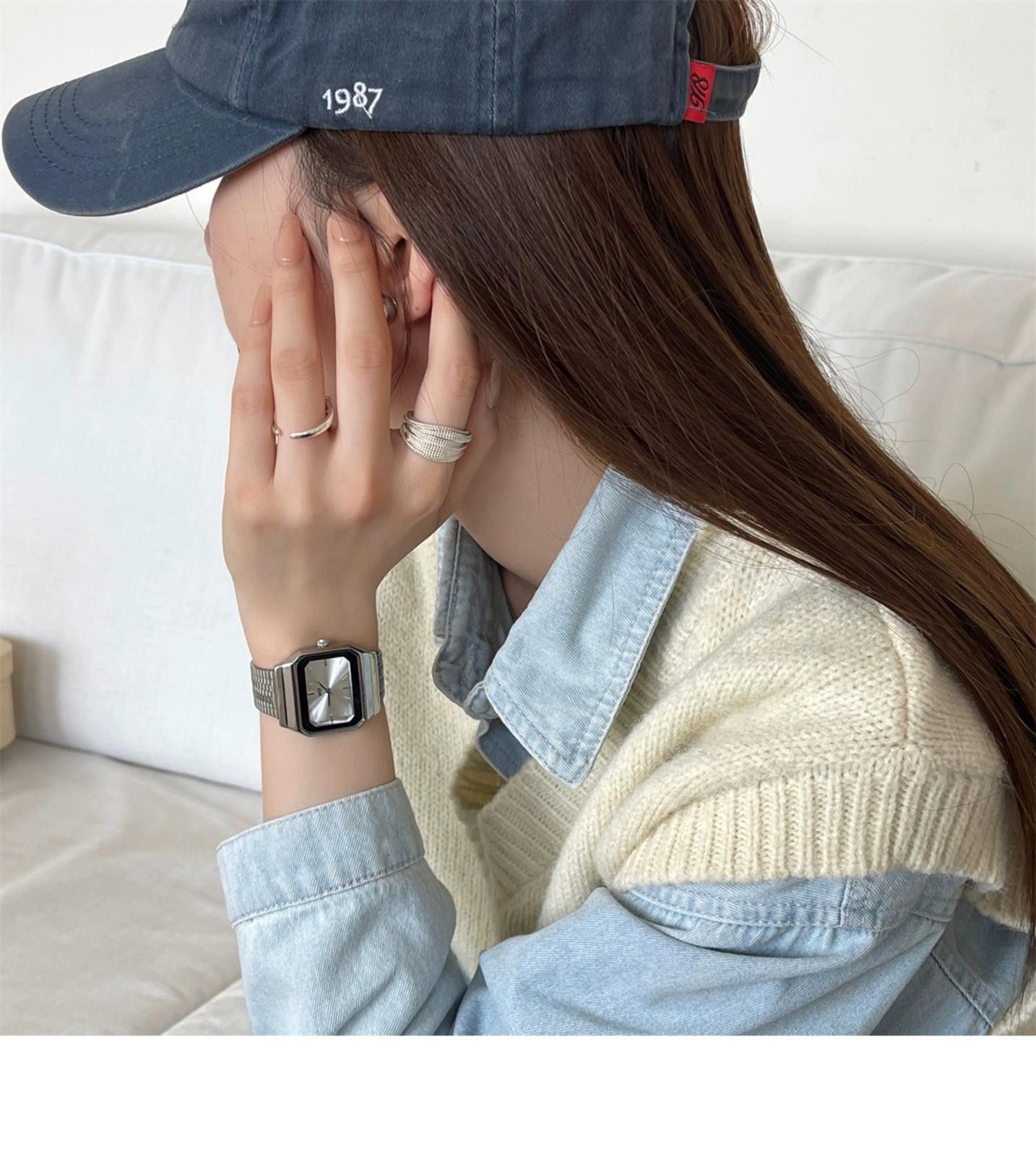 Jewelry Square Face Fashion Watch, Mesh Band Size ONE SIZE - 10 Thumbnail