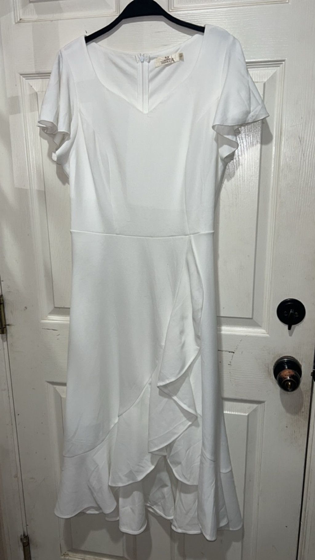 Homage Women's HOMRA White Ruffle Midi Dress L Size L / US 10 / IT 46 - 5 Thumbnail