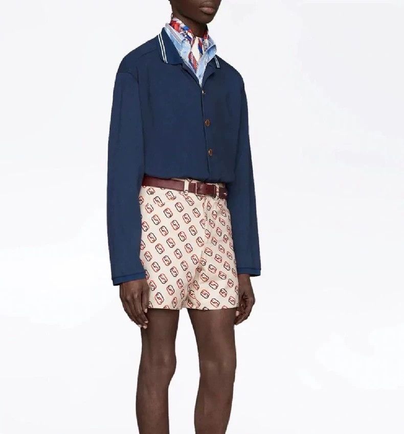 Gucci Gucci White double G full-print denim shorts 2502-Nextarrow Size 32" / US 10 / IT 46 - 9 Thumbnail