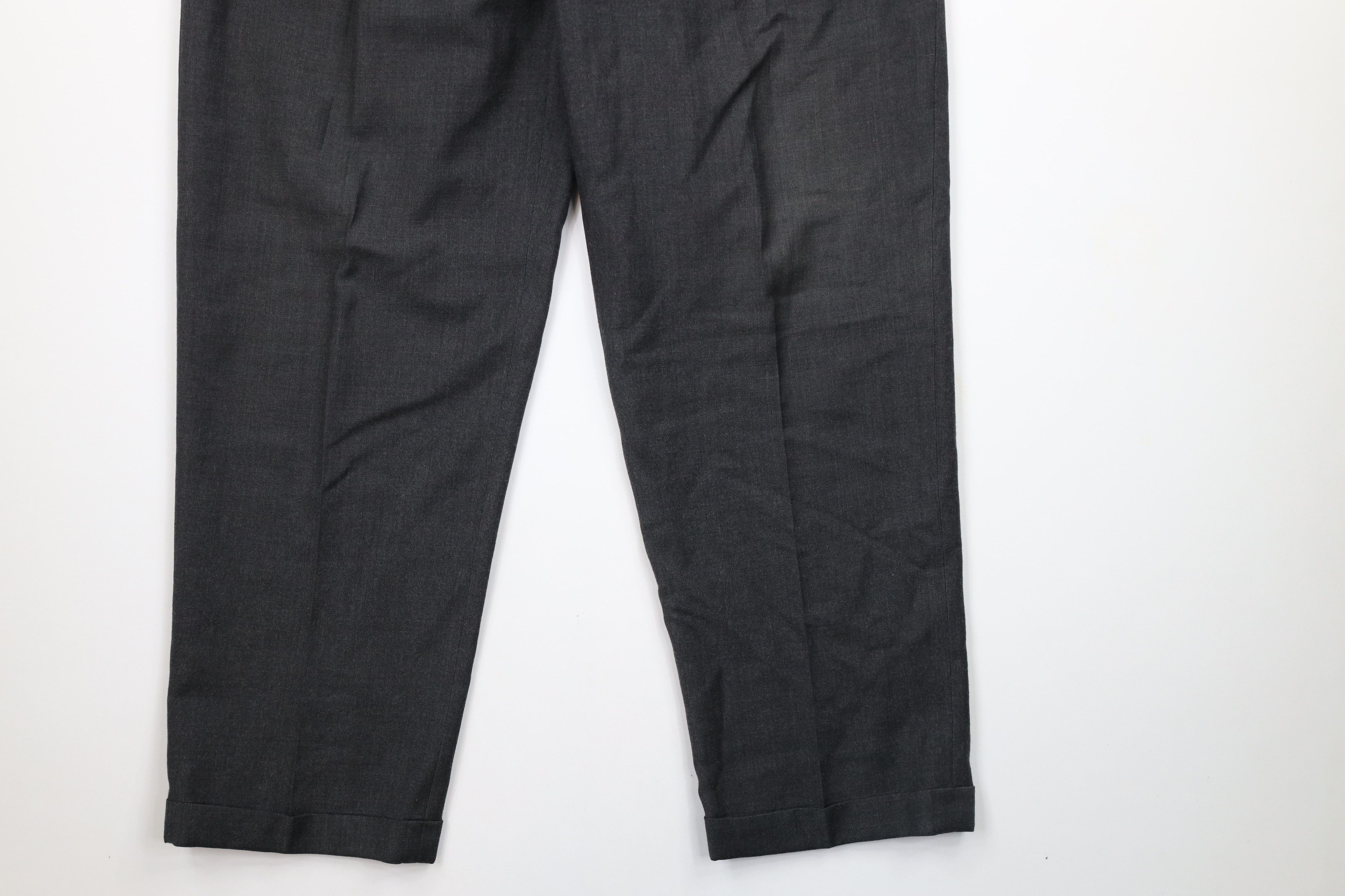 Eddie Bauer × Vintage Vintage 90s Eddie Bauer Cuffed Wool Chino Pants Dark Gray Size US 36 / EU 52 - 4 Thumbnail