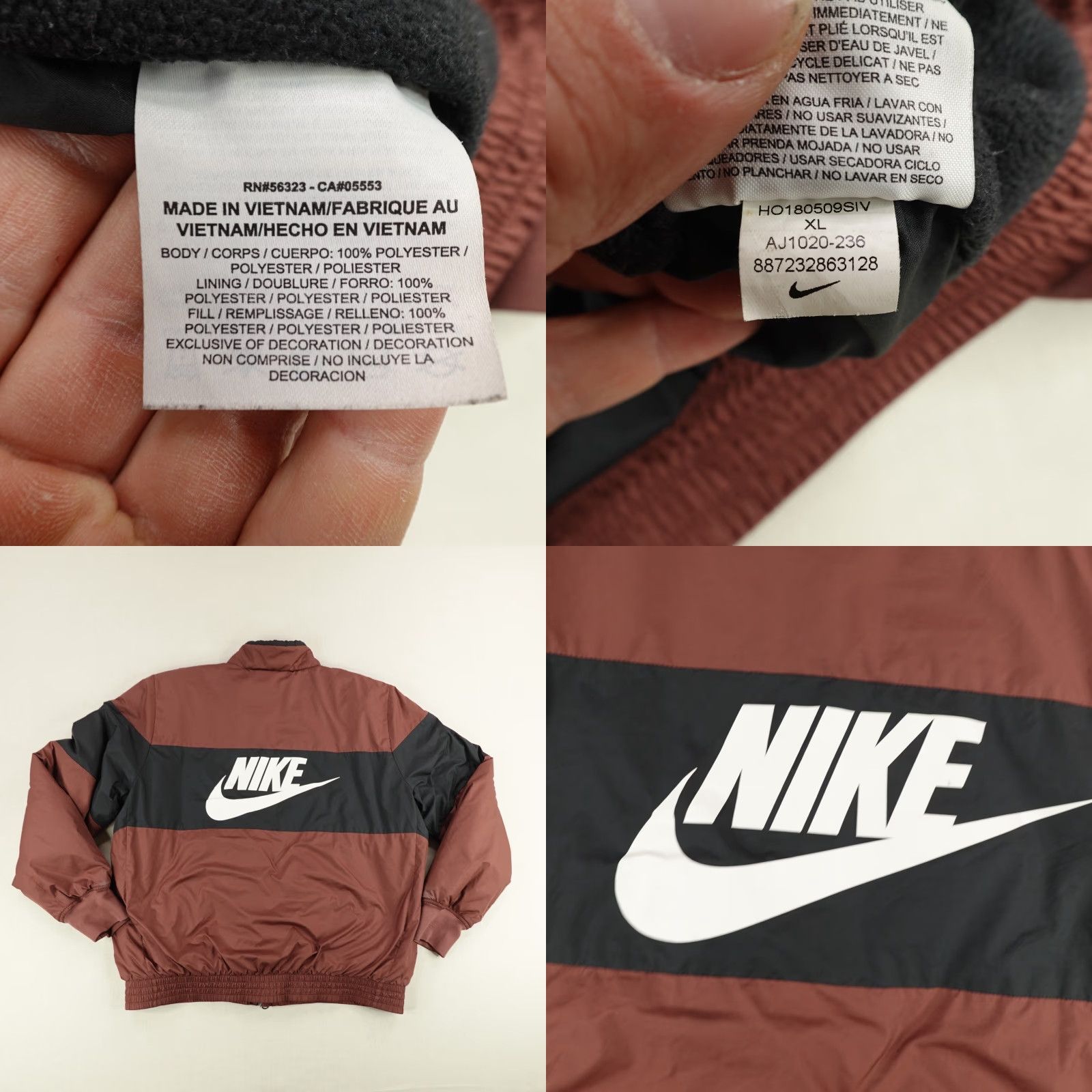 Nike Nike Jacket Mens XL Red Burgundy Colorblock Synthetic Fill Bomber Puffer Coat Size US XL / EU 56 / 4 - 8 Thumbnail