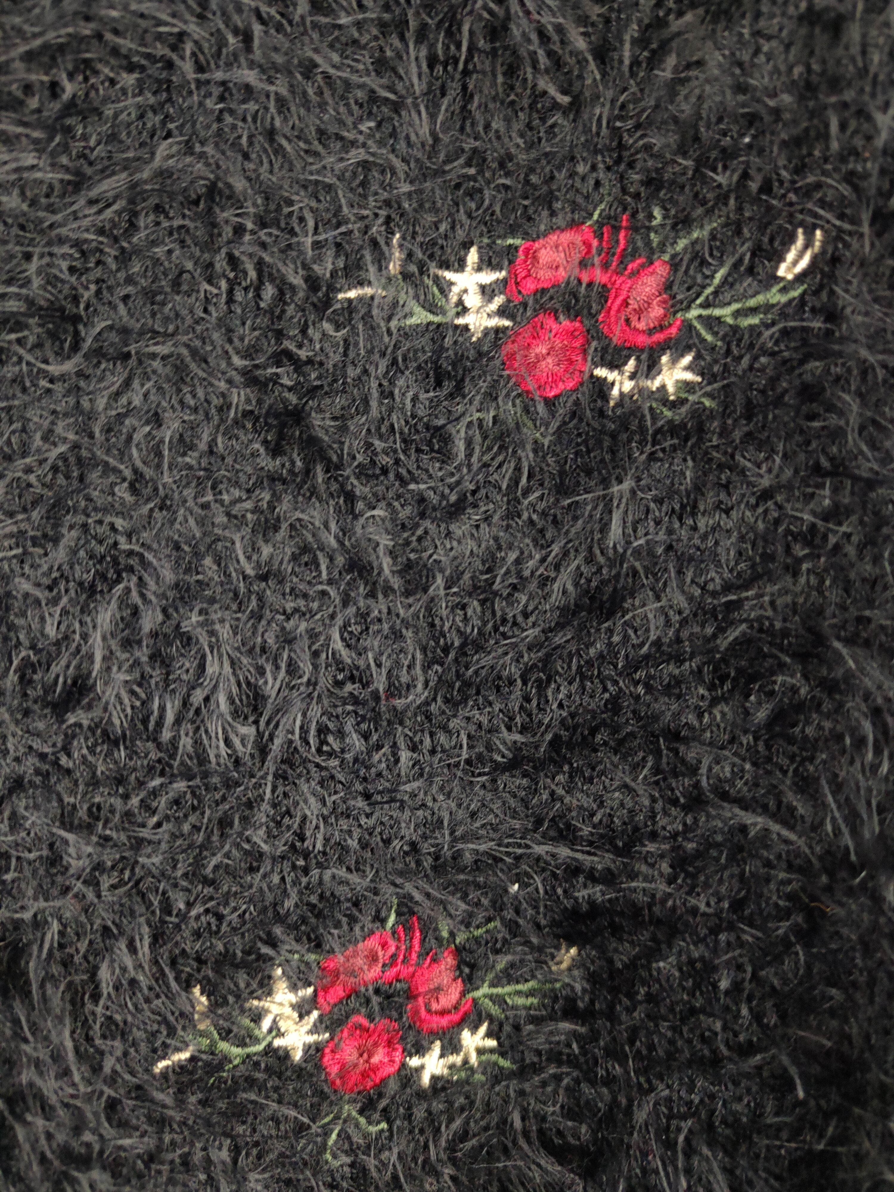 Aran Isles Knitwear × Japanese Brand × Vintage Earth Music & Ecology Black Fur Mohair Knitwear #S2089 Size S / US 4 / IT 40 - 2 Thumbnail
