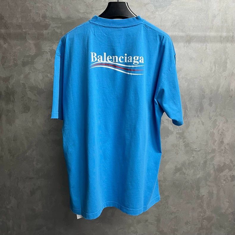 Balenciaga Balenciaga Blue Logo Letter Printed Short Sleeve T-shirt-25 Size US XS / EU 42 / 0 - 5 Thumbnail