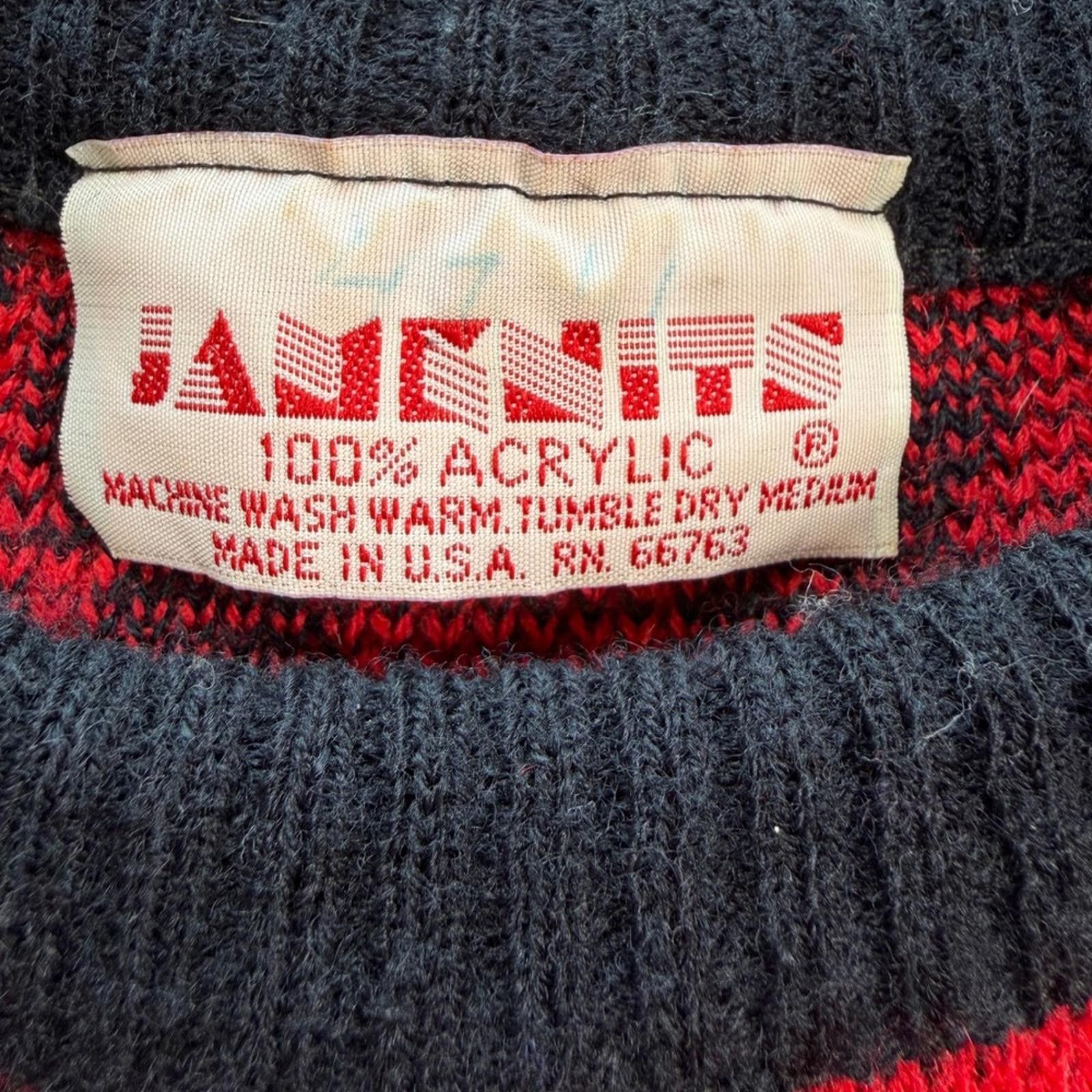 Other Vintage 80s Jansens Red Black Pearl Embellished Sweater USA Size M / US 6-8 / IT 42-44 - 4 Thumbnail