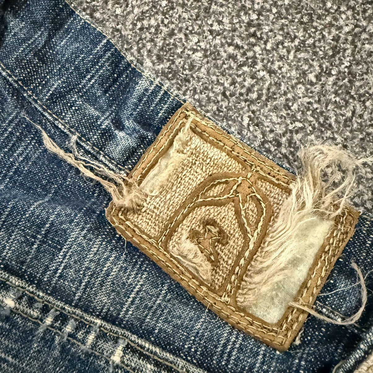 Indigo 🔥🇯🇵 Vintage 90s Crazy Distressed KU Handcraft Raw Denim Size US 31 - 7 Thumbnail