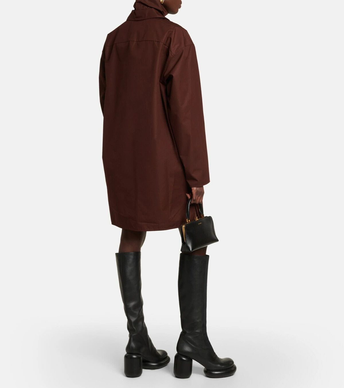 Jil Sander o1y0925 Mini Dress in Chocolate Brown Size XS / US 0-2 / IT 36-38 - 5 Thumbnail