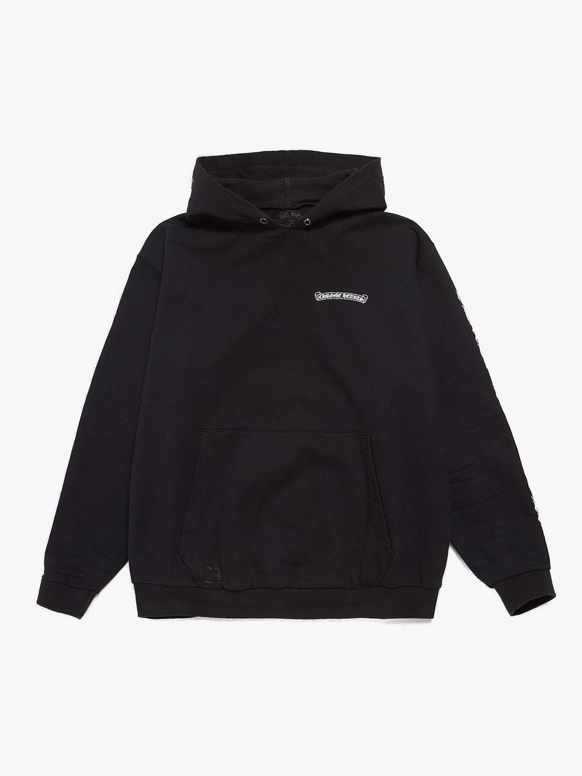 Black Logo Printed Cotton Hoodie