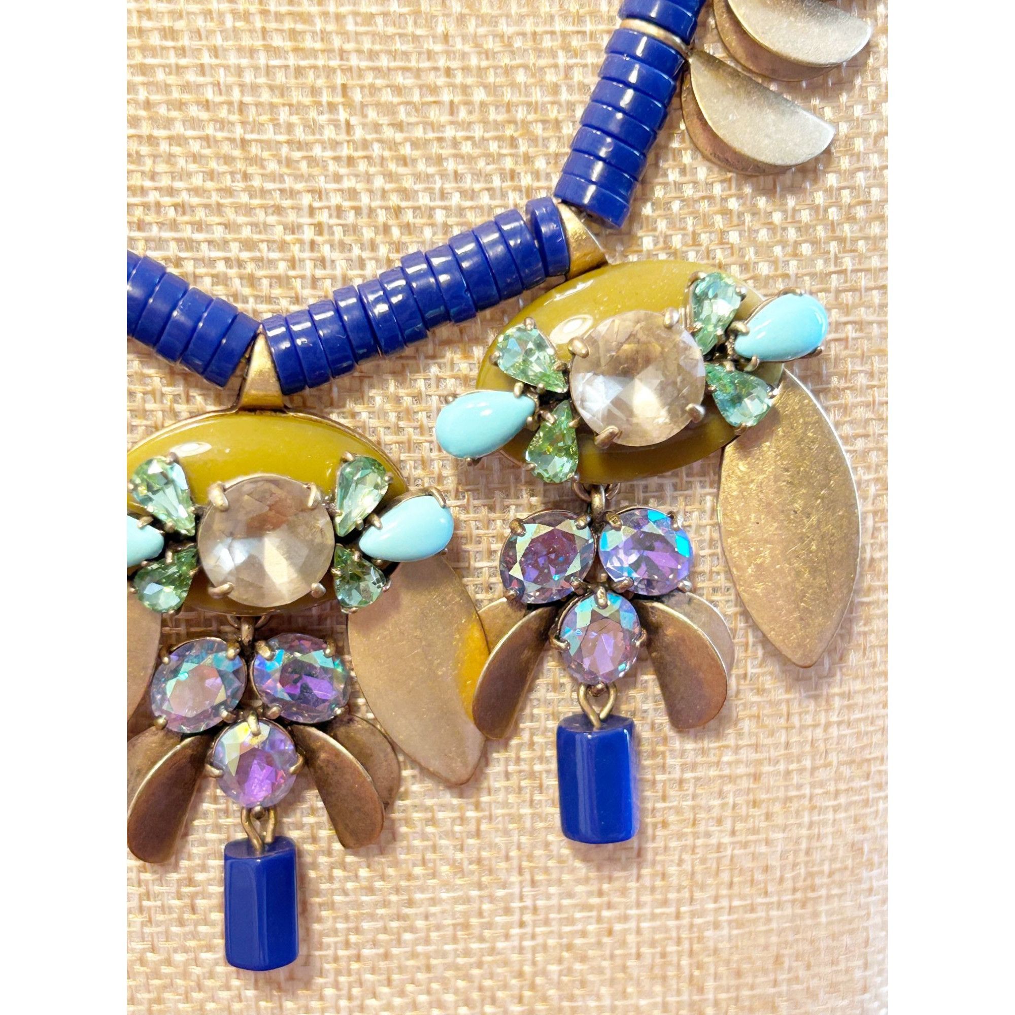 J.Crew J.Crew Multi-Color Crystal Metal Statement Necklace Size ONE SIZE - 2 Thumbnail