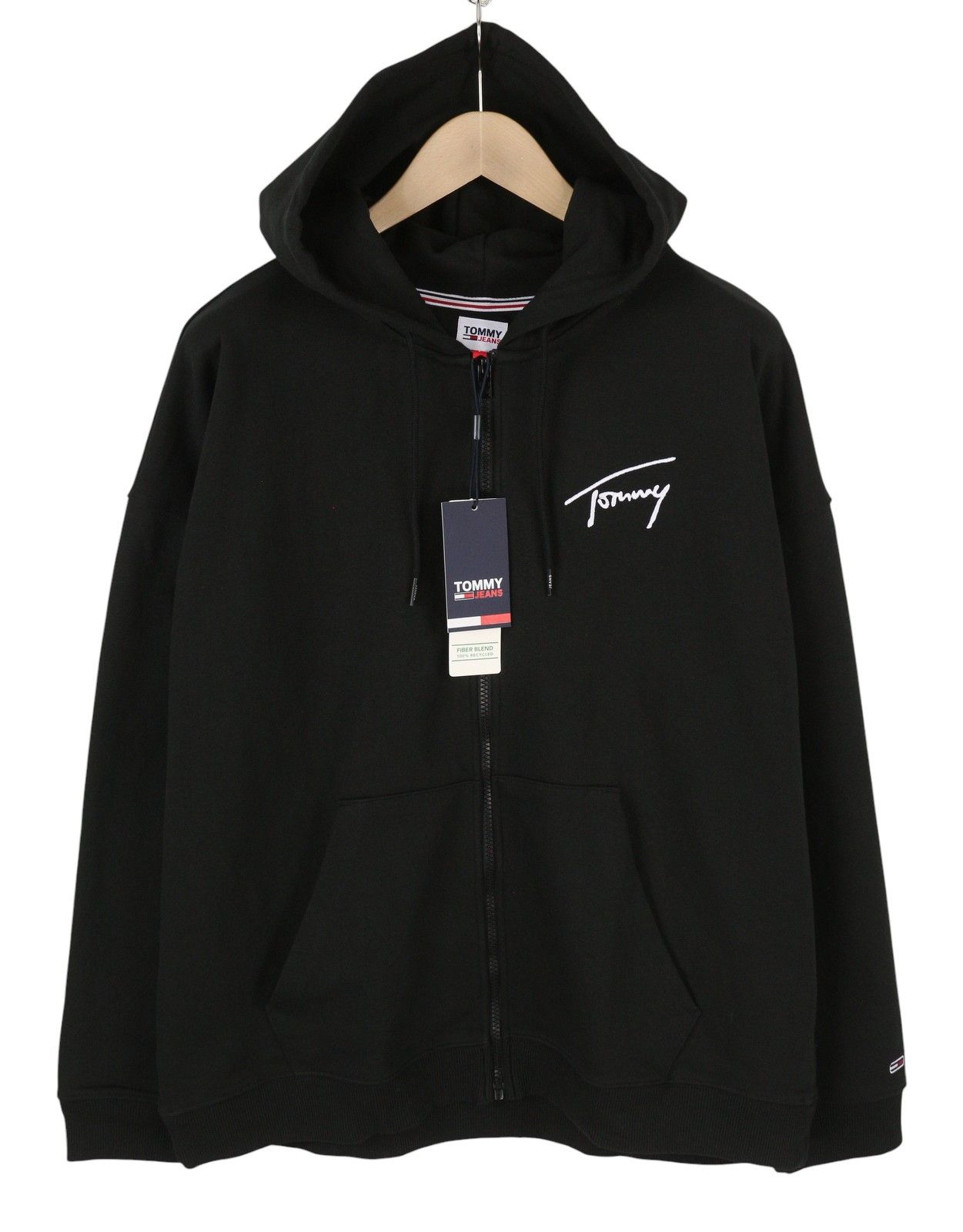 Tommy Hilfiger L Black Full Zip Logo Oversized Hoodie 87416 Size US L / EU 52-54 / 3 - 3 Thumbnail