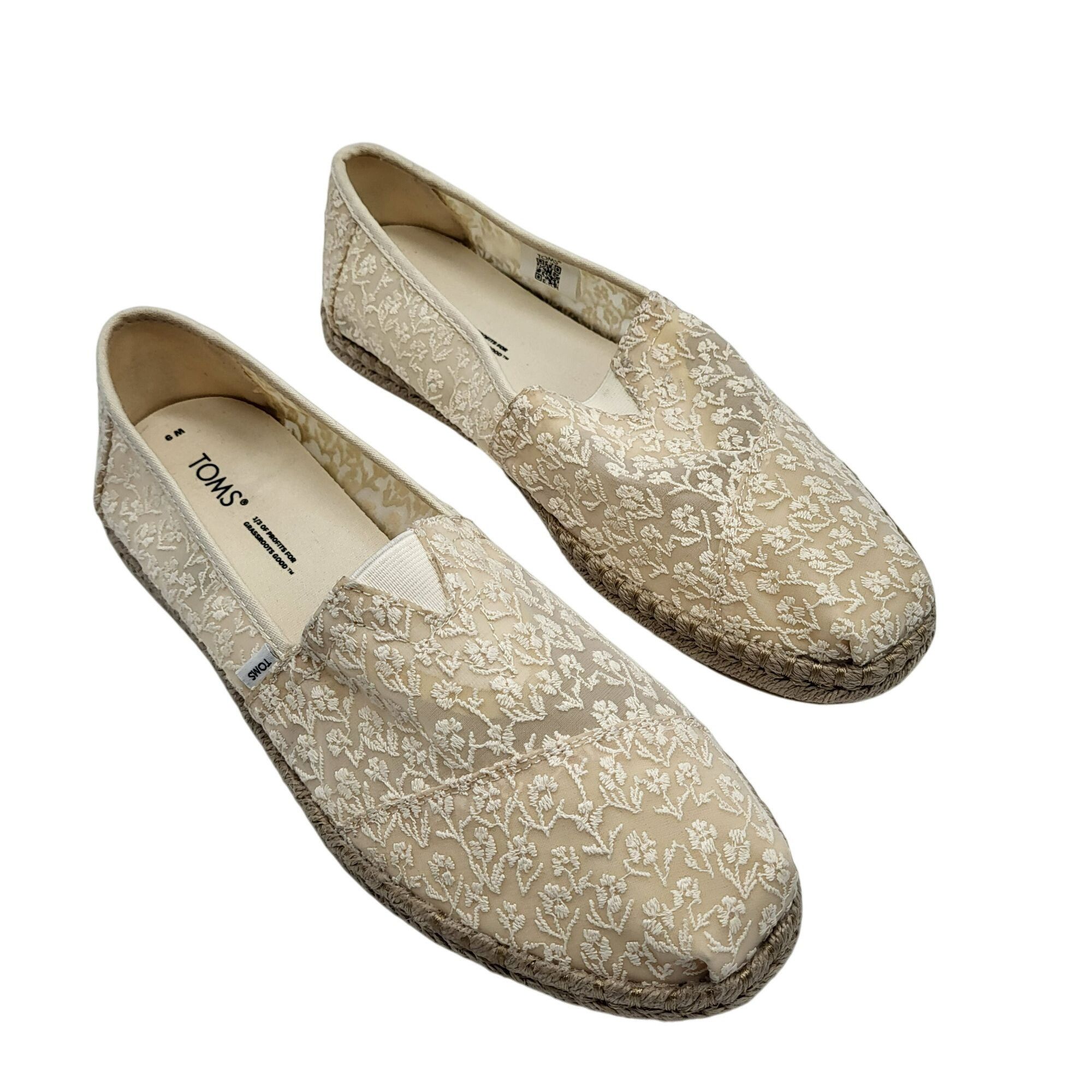 Toms Toms Alpargata Rope Posey Lace Espadrille Flats Cream Slip-O Size US 9 / IT 39 - 1 Thumbnail