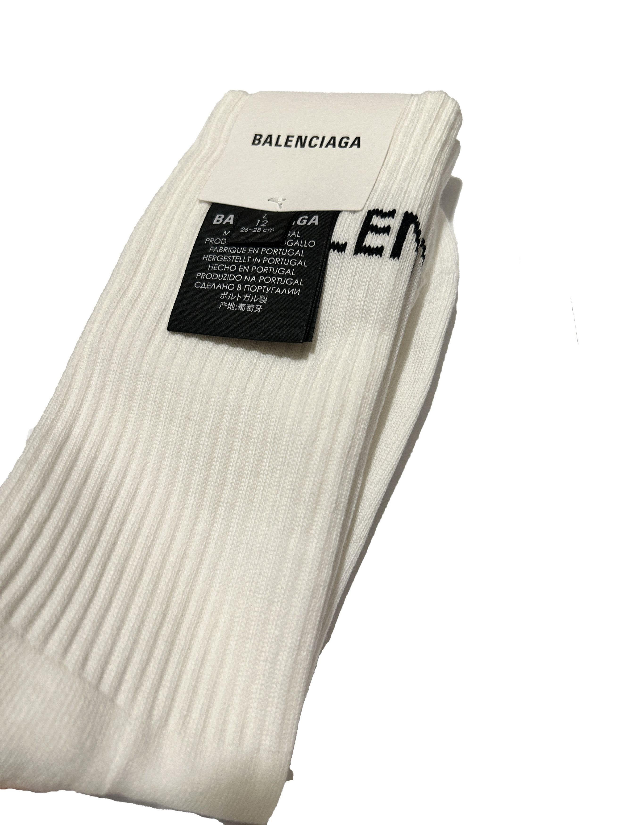 Balenciaga Logo Socks Ribbed cotton blend mid calf Size Large Sports Size ONE SIZE - 3 Thumbnail