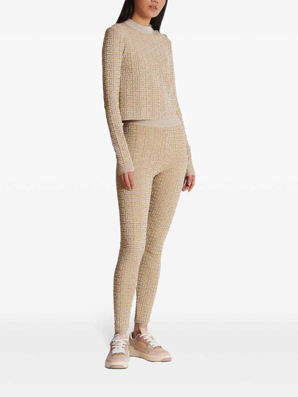 Balmain o1s1wg111225 Leggings in Beige Size 26" / US 2 / IT 38 - 3 Thumbnail