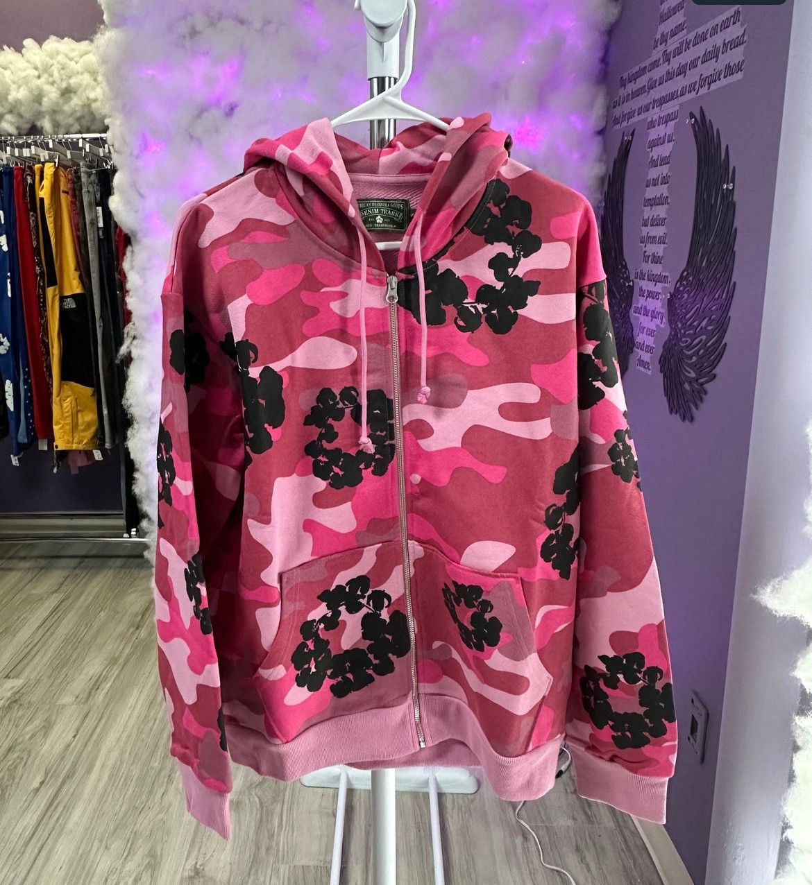 DENIM TEARS Denim Tears Pink Camo Cotton Wreath Hoodie | Grailed