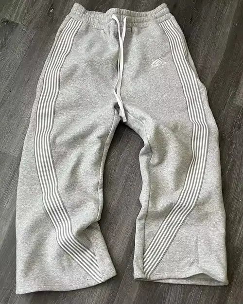 VIBE Hip Hop Elastic Waist Stripes Embroidery Baggy Sweatpants Size US 31 - 2 Thumbnail