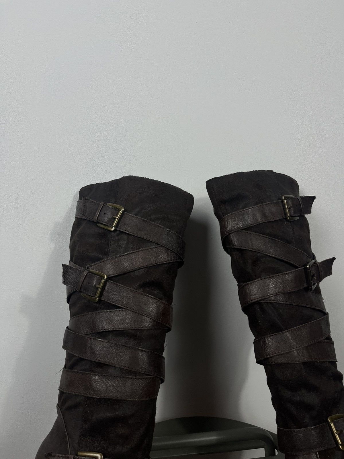 Other Womens Brown Leather Buckle Knee High Boots EU 37 Size US 6.5 / IT 36.5 - 2 Thumbnail
