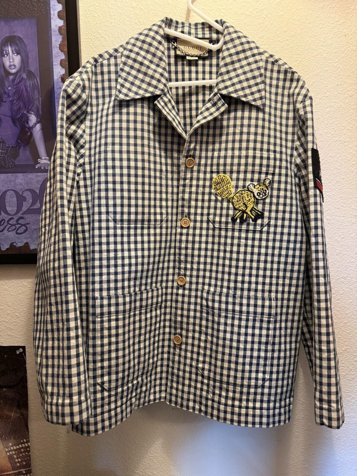 Gucci Gucci x Freya Hartas Patch Gingham Chore Jacket 🧶 Size US M / EU 48-50 / 2 - 1 Thumbnail