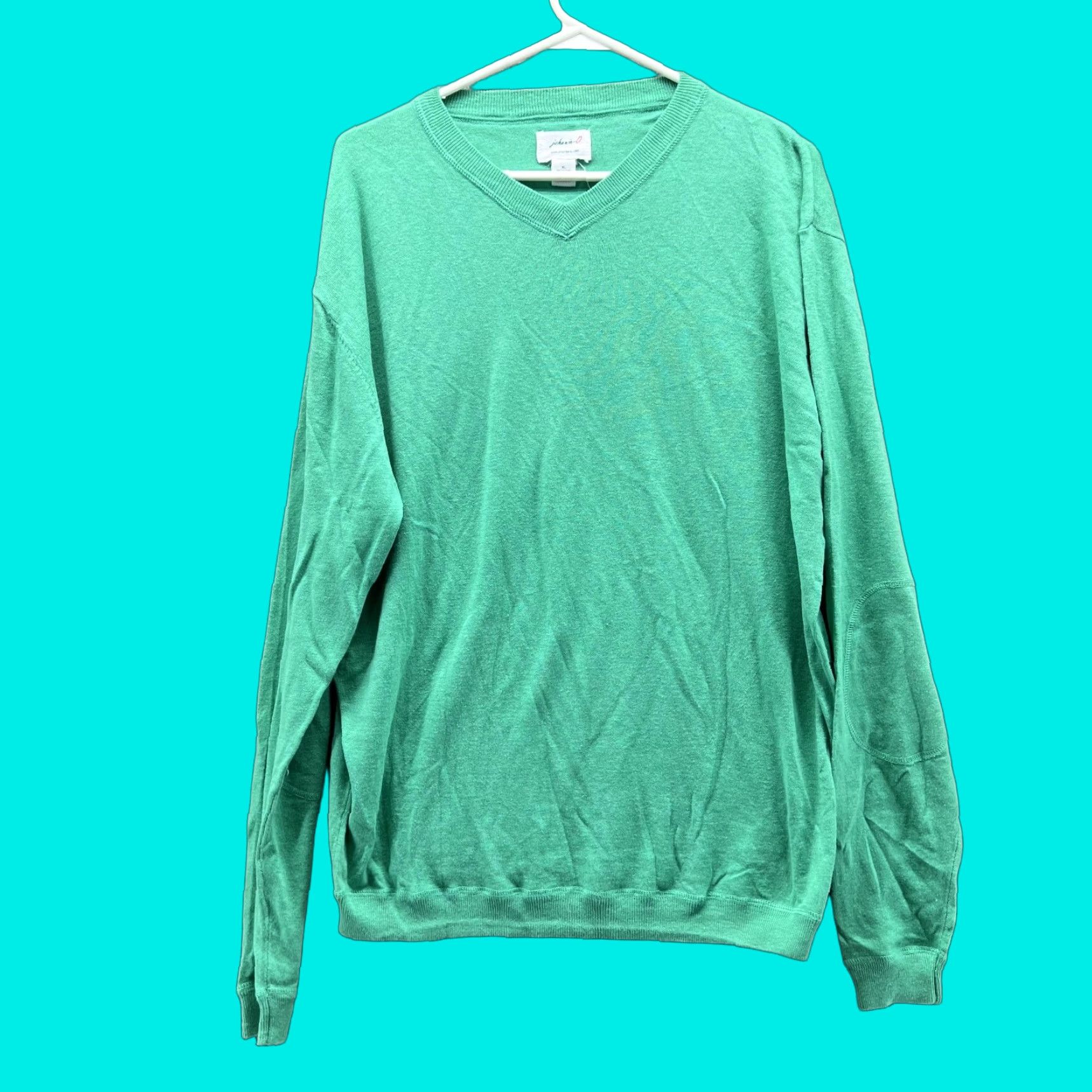 johnnie-O Johnnie O Sweater Men XL Cotton Fleece V-Neck Pullover Knit Long Sleeve Blue Logo Size US XL / EU 56 / 4 - 1 Thumbnail