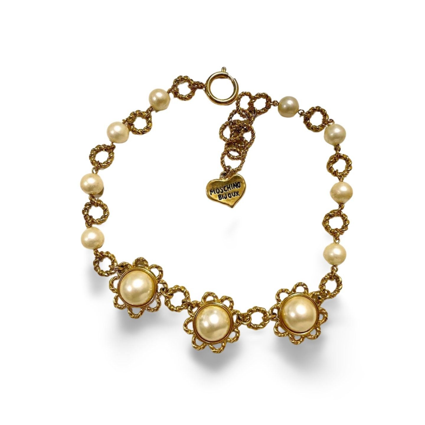 Moschino Vintage Moschino twisted chain necklace with pearl flowers Size ONE SIZE - 9 Thumbnail