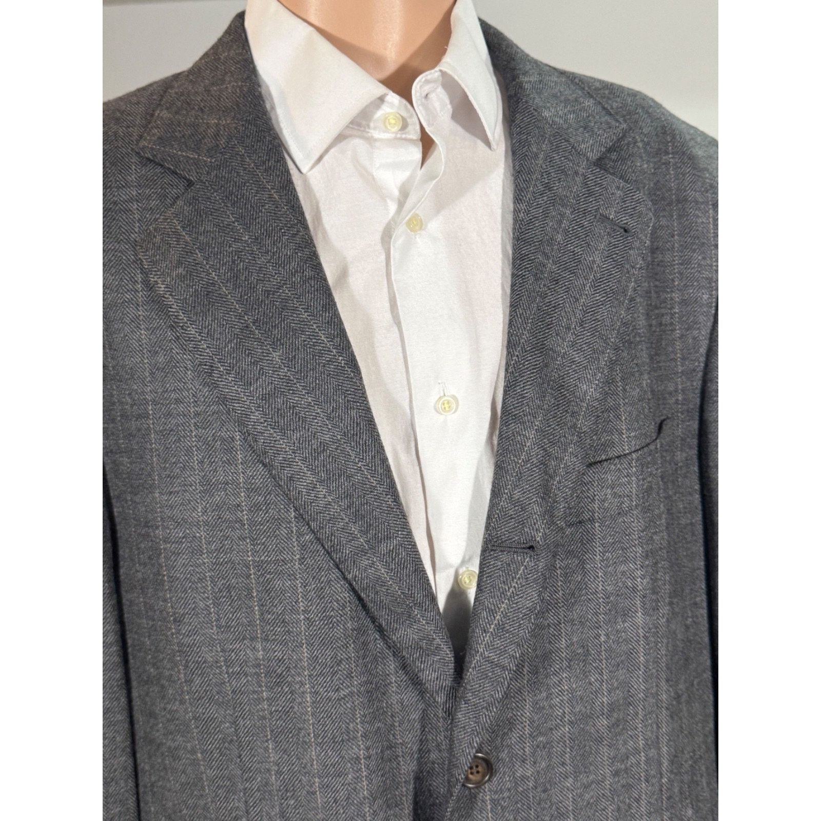 Brunello Cucinelli Brunello Cucinelli Herringbone deconstructed blazer 56IT 46R Size 46R - 4 Thumbnail