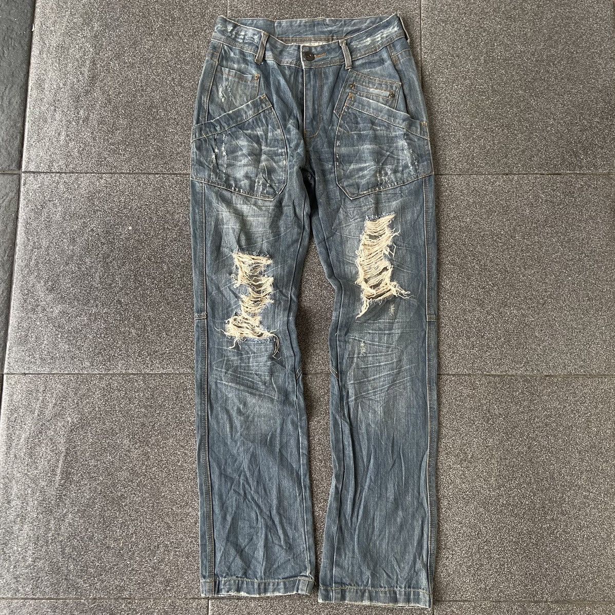 Japanese Brand Vintage Japan Blue Jeans BS Distressed Denim Size US 31 - 1 Thumbnail