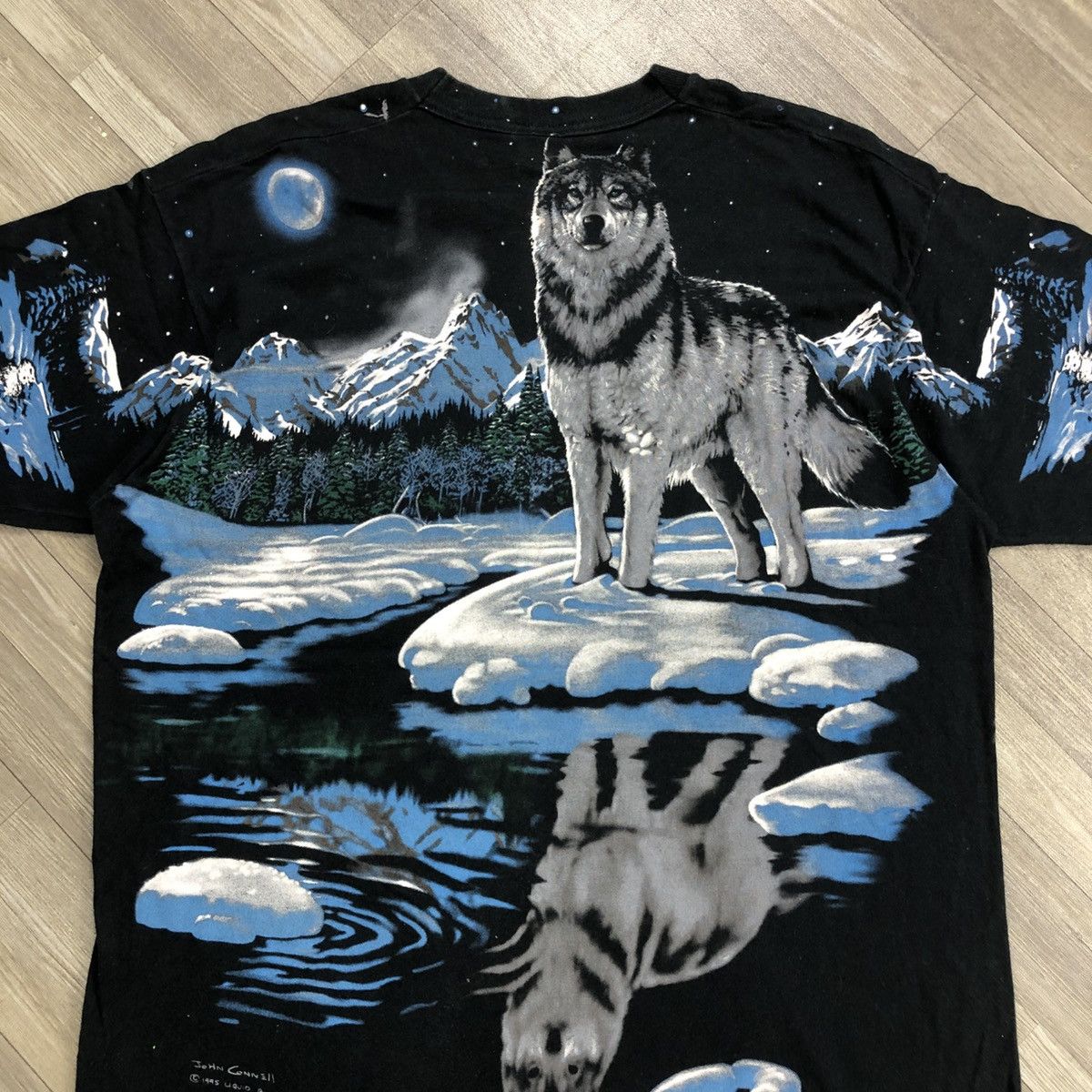 Liquid Blue 🇺🇸Vintage 1995s Liquid Blue Wolf All Over Print Graphic Shirt Size US XL / EU 56 / 4 - 17 Thumbnail