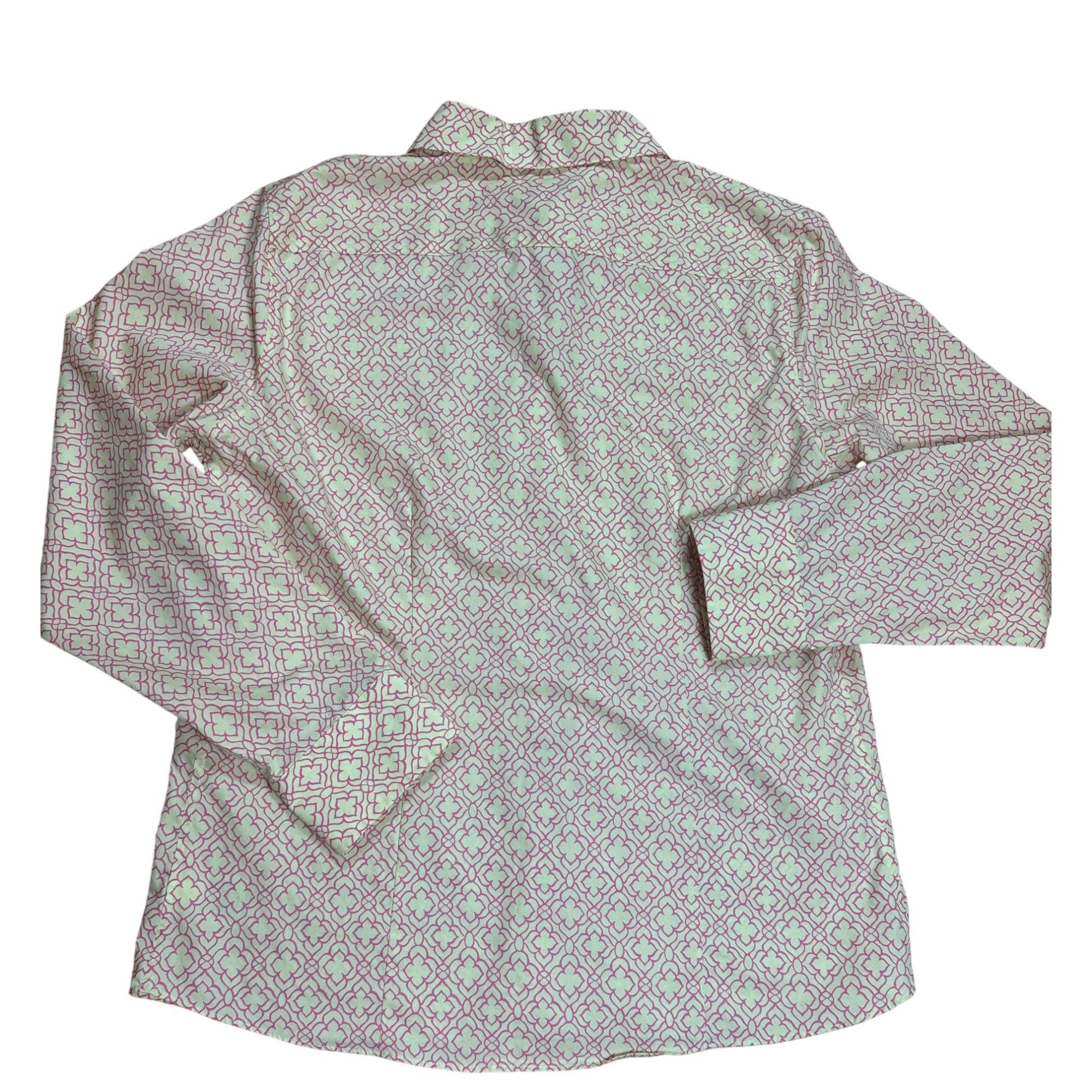 Lands' End Lands End Women's No Iron Supima Yellow Pink Patterned Butto Size XL / US 12-14 / IT 48-50 - 4 Thumbnail