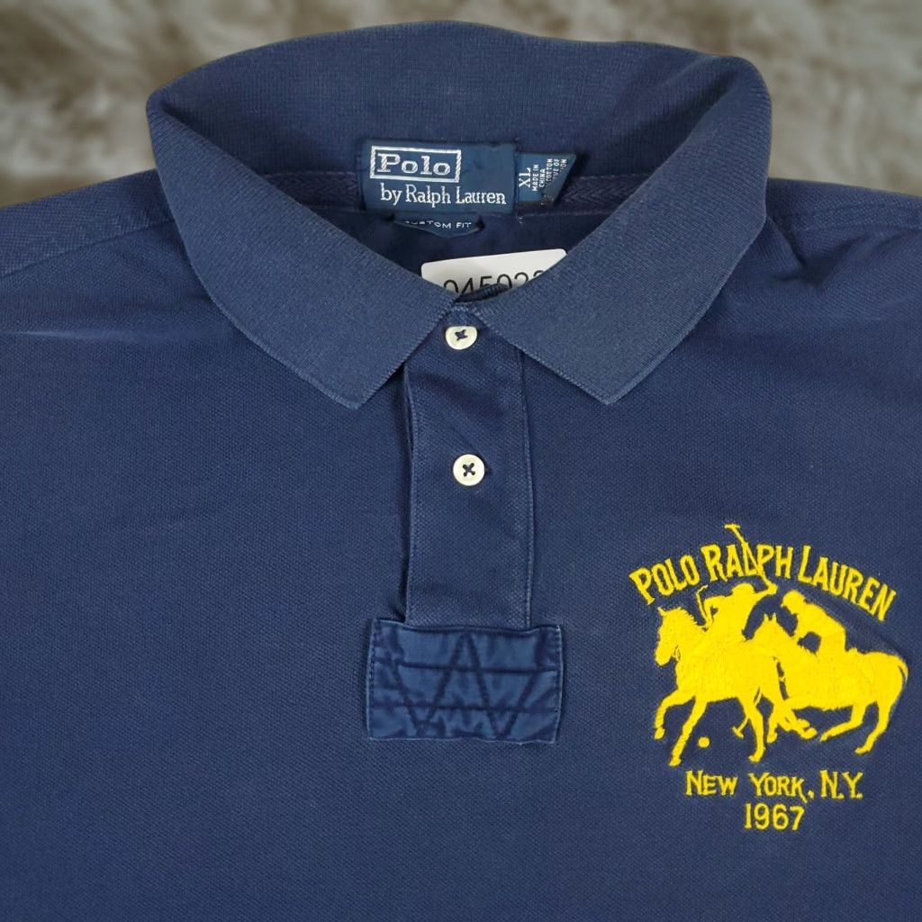 VINTAGE Ralph Lauren Polo Shirt Mens XL Blue Casual Short Sleeve
