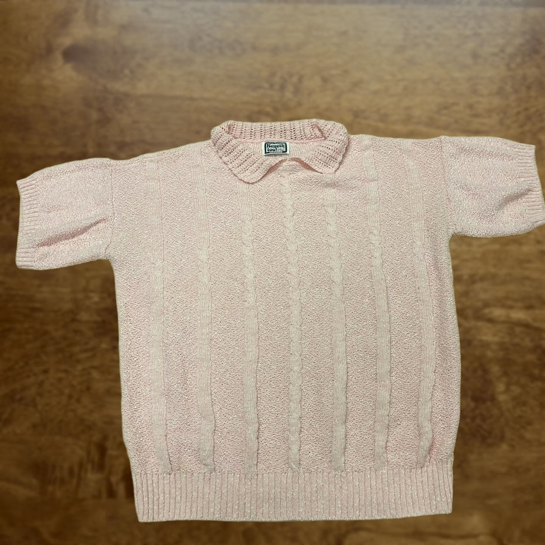Vintage Keneth Too! Plus Sweater Womens Large Pink Collared Knit Short Sleeve Pullover Size XXL / US 16-18 / IT 52-54 - 1 Thumbnail