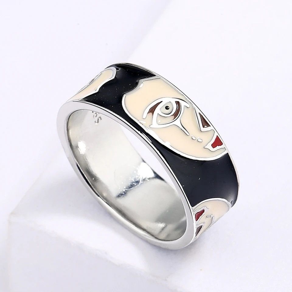 Japanese Brand × Jewelry × Vintage Creative Handmade Irregular Half Face Enamel Heart Ring Size ONE SIZE - 5 Thumbnail