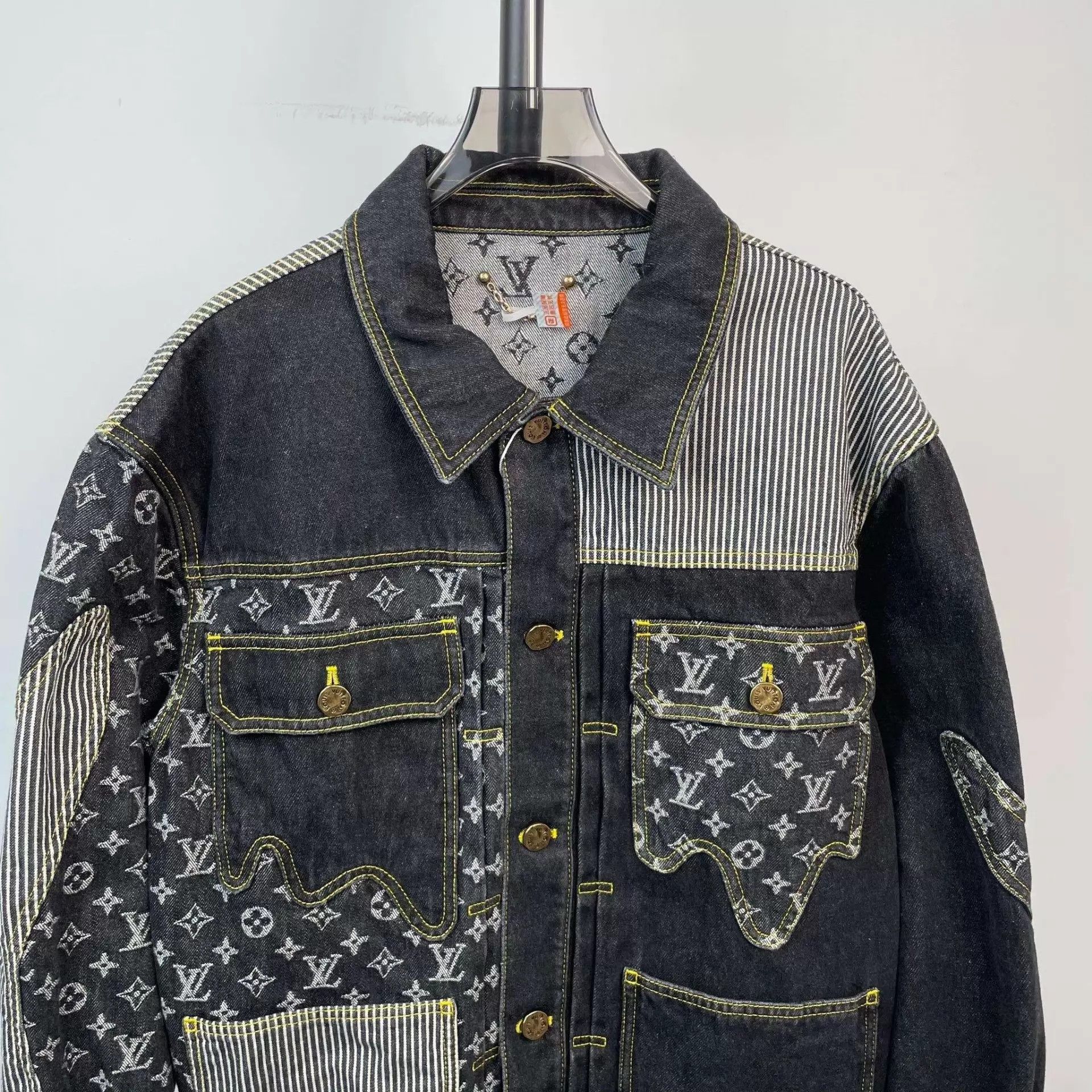 Louis Vuitton LV x Nigo Color-Blocked Workwear Denim Jacket Black 48 Size US M / EU 48-50 / 2 - 9 Thumbnail