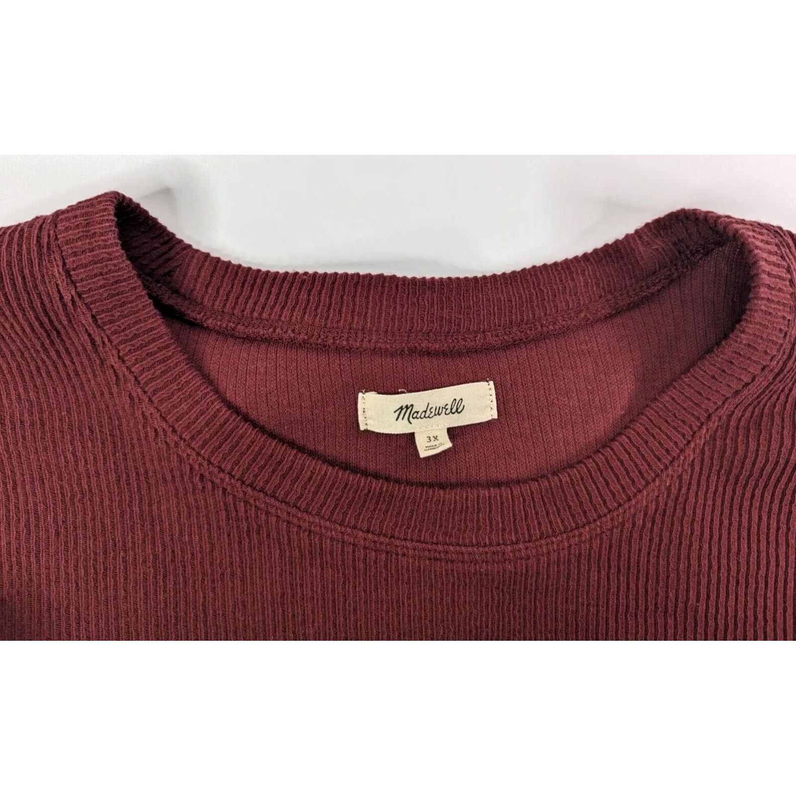 Madewell Madewell Elwood Knot Front Top Ribbed Maroon Classic Basic Thermal Womens 3X Shirt Long Sleeve Crew Neck Cotton Knit Size XXL / US 16-18 / IT 52-54 - 7 Thumbnail