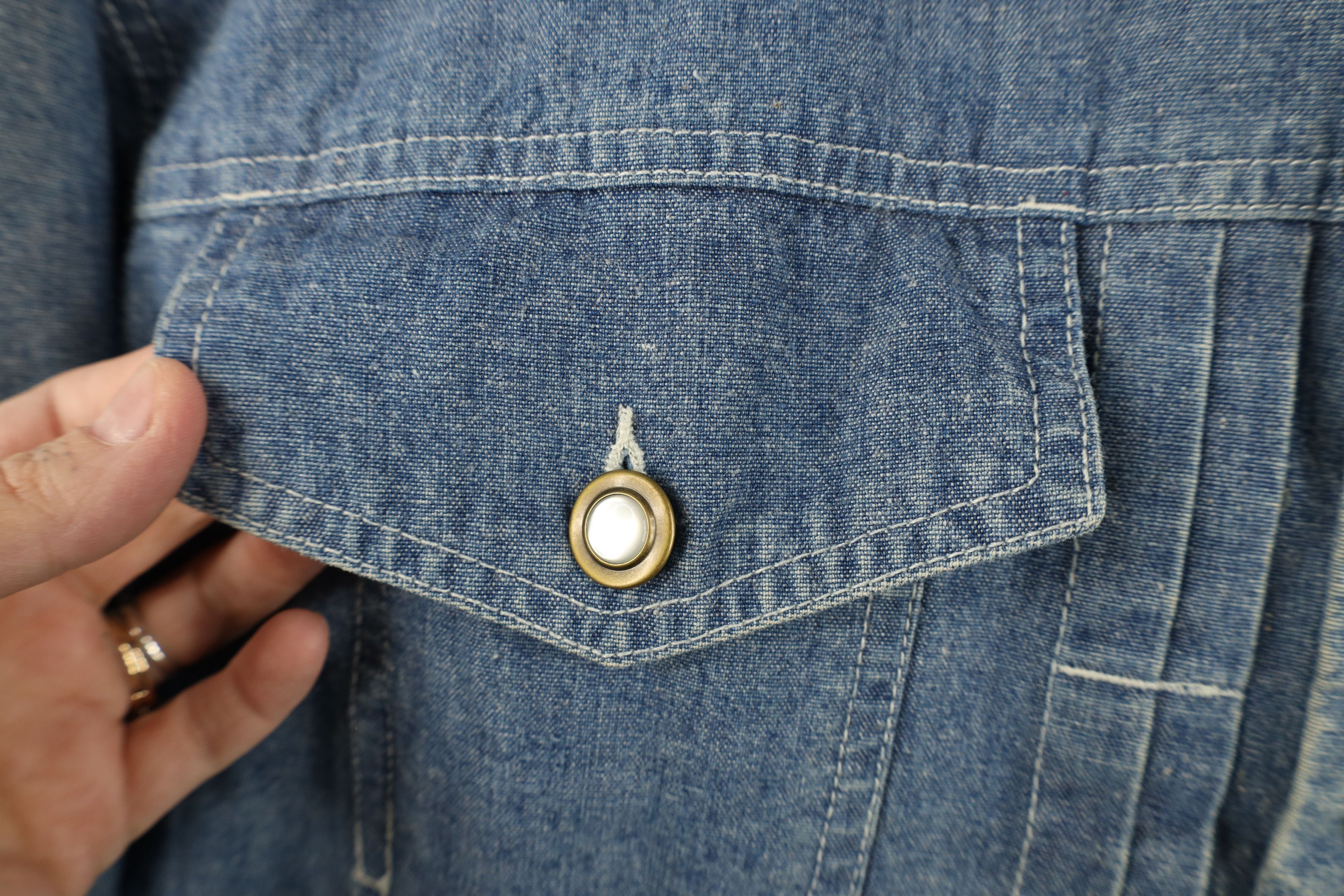 Vintage Vintage 90s Streetwear Flower Chambray Denim Trucker Jacket Size S / US 4 / IT 40 - 5 Thumbnail