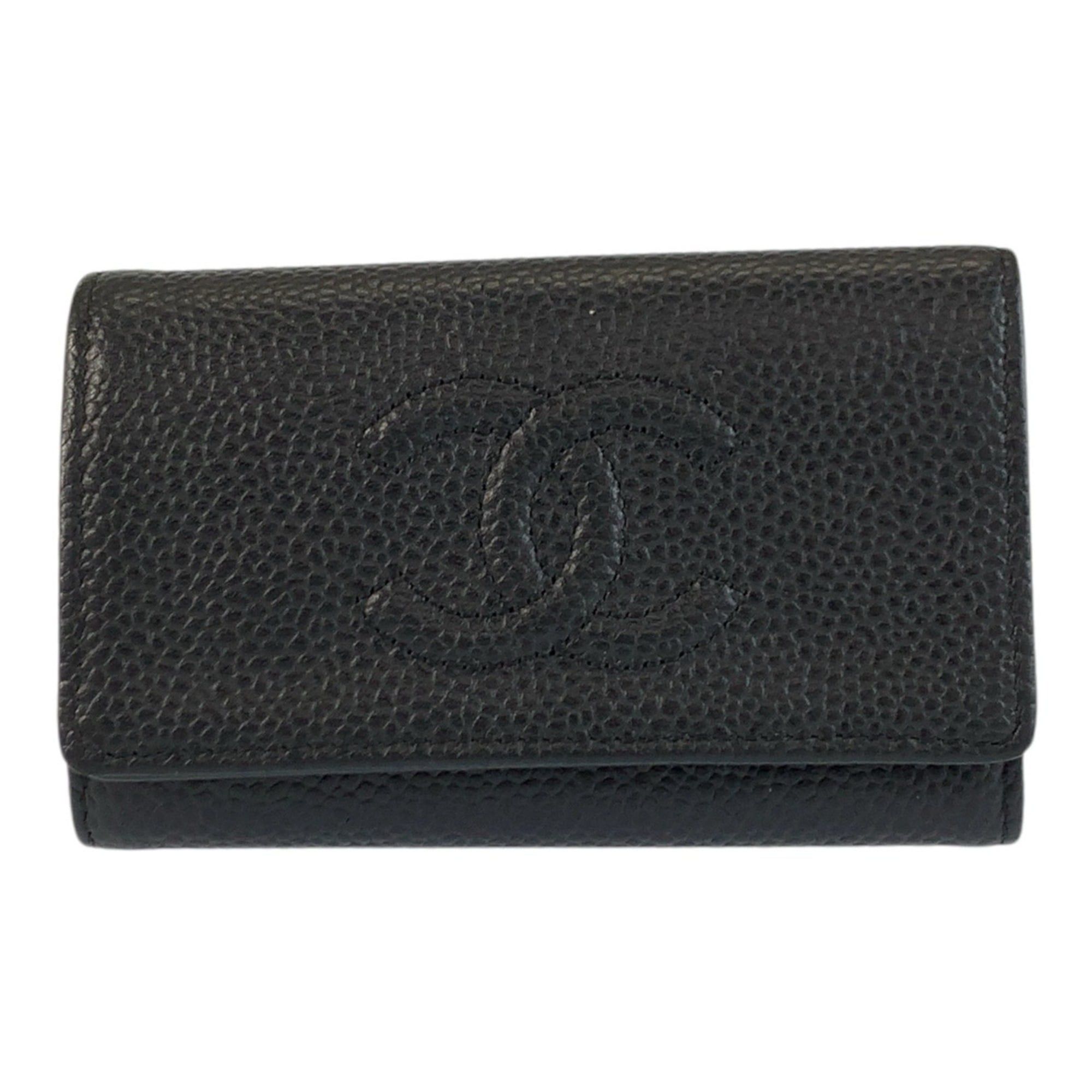 Chanel CHANEL Coco Mark Black Leather Key Case with Silver Hardware, 6 Hooks, Women's Size ONE SIZE - 1 Thumbnail