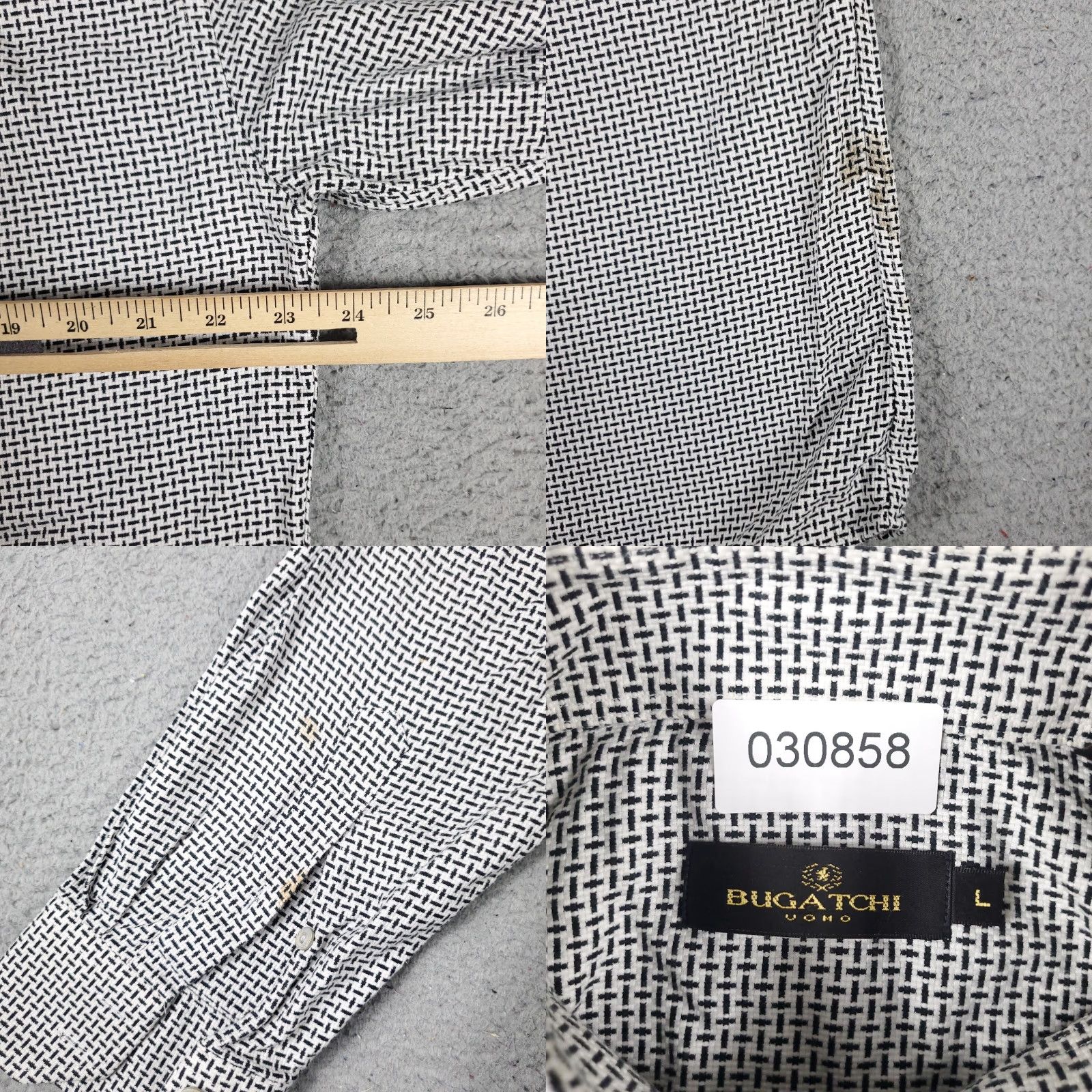BUGATCHI Bugatchi Uomo Button-Up Shirt Mens Large Gray Check Long Sleeve Size US L / EU 52-54 / 3 - 8 Thumbnail