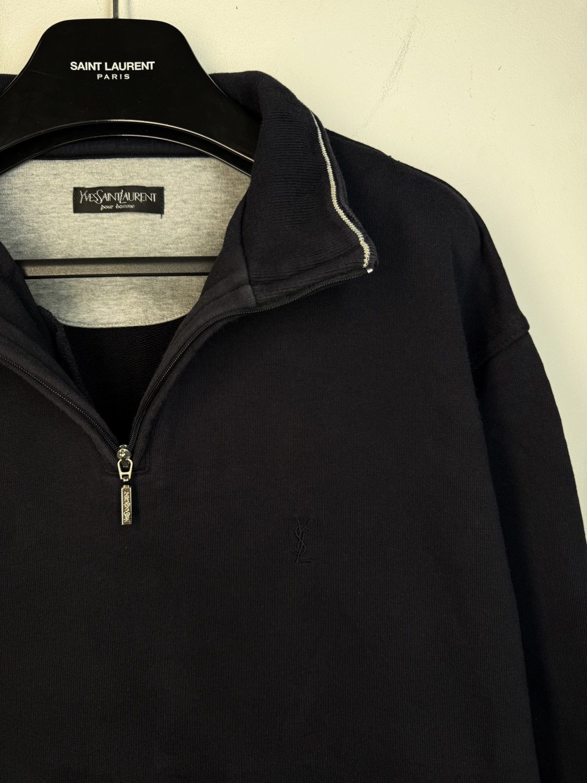 Vintage × Yves Saint Laurent 90's Black YSL Sweatshirt 1/4 Zip YSL