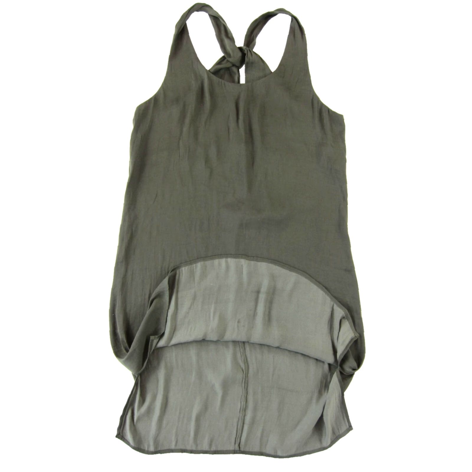 Vintage Trouve Army Green Silky Crisscross Back Slip Tank Shift Tunic Sun Dress Medium Size M / US 6-8 / IT 42-44 - 5 Thumbnail